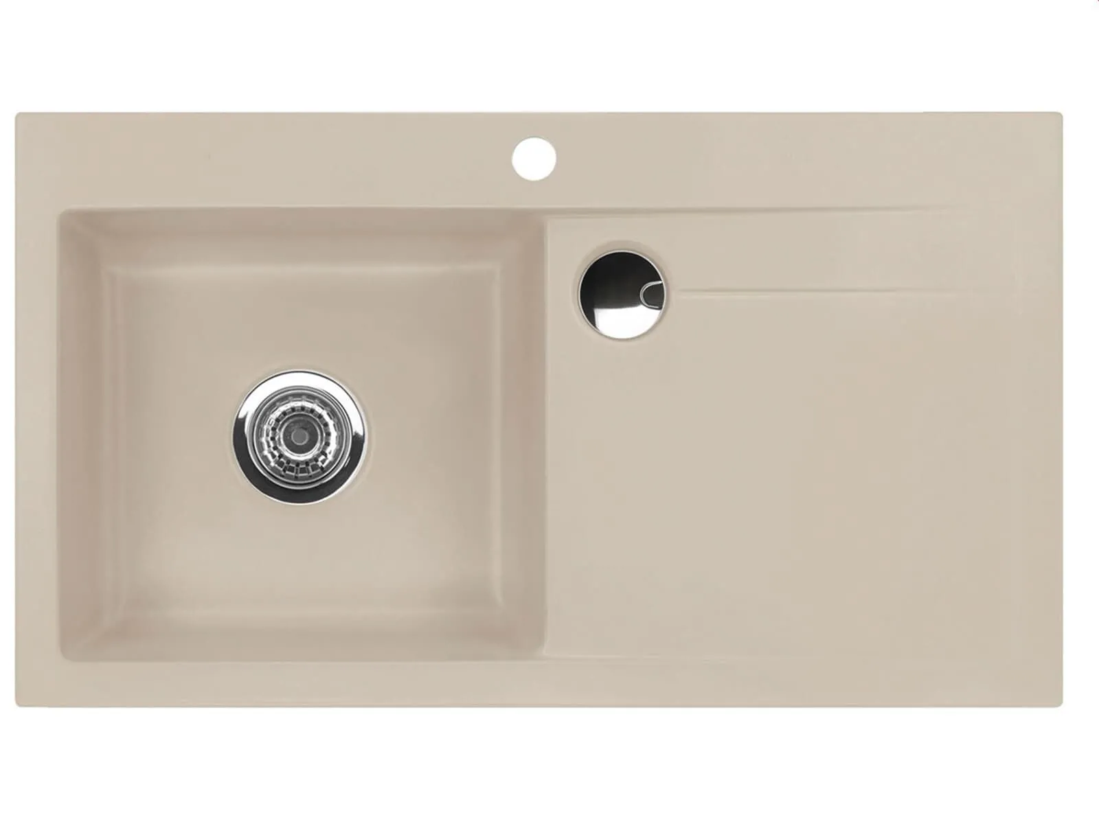 Systemceram Stema 90 Fango, zlewozmywak ceramiczny, korek manualny