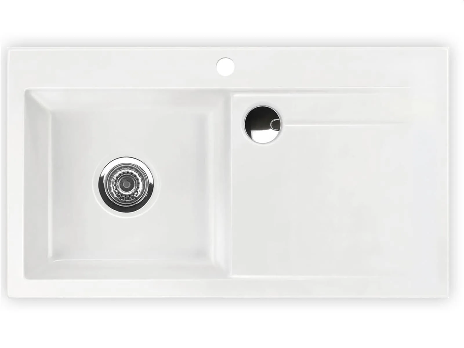 Systemceram Stema 90 Gronland, zlewozmywak ceramiczny, korek manualny