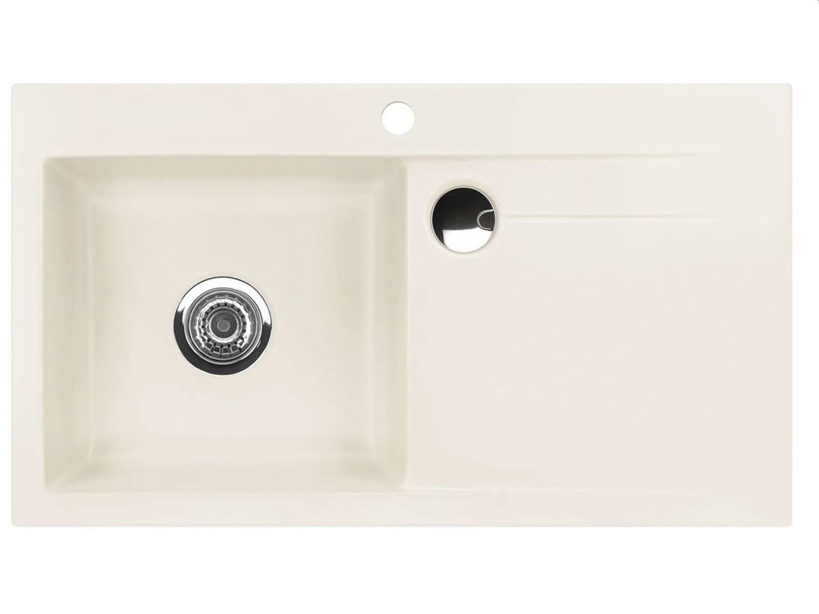 Systemceram Stema 90 Jasmin, zlewozmywak ceramiczny, korek manualny