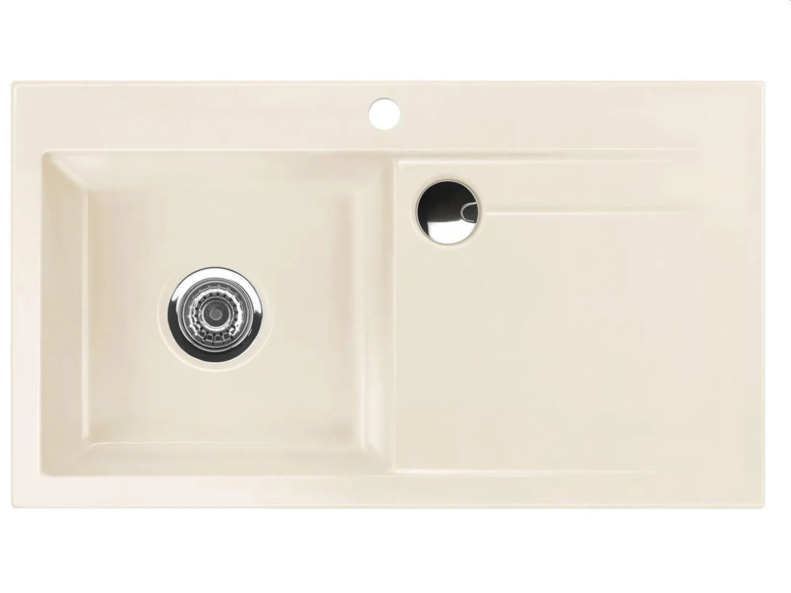 Systemceram Stema 90 Magnolia, zlewozmywak ceramiczny, korek manualny