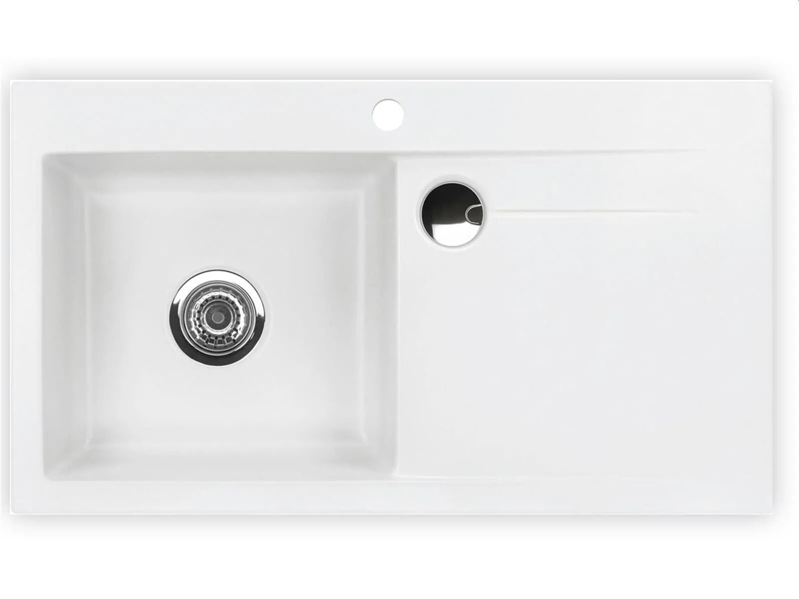 Systemceram Stema 90 Polar, zlewozmywak ceramiczny, korek manualny