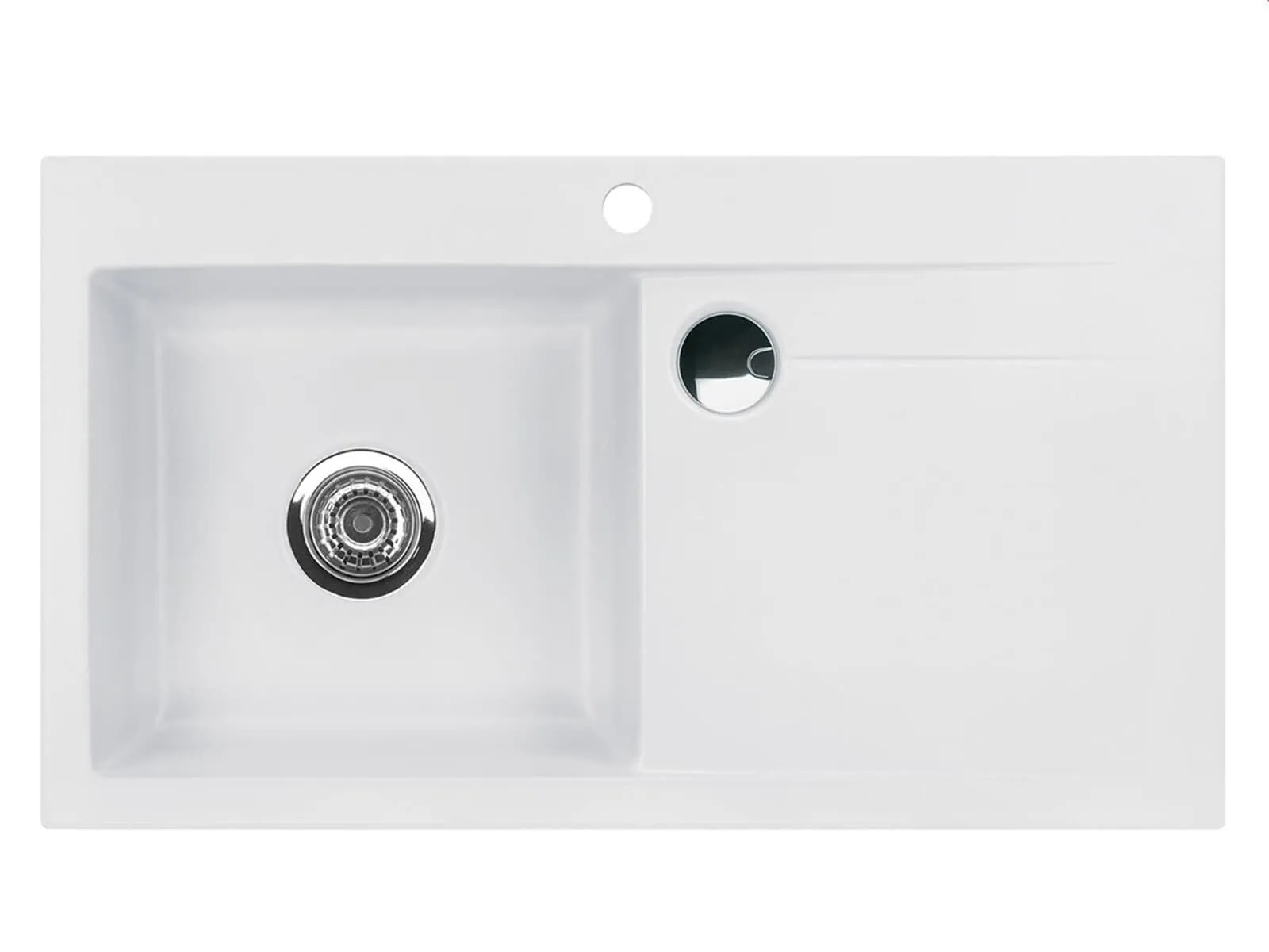 Systemceram Stema 90 Satin, zlewozmywak ceramiczny, korek manualny