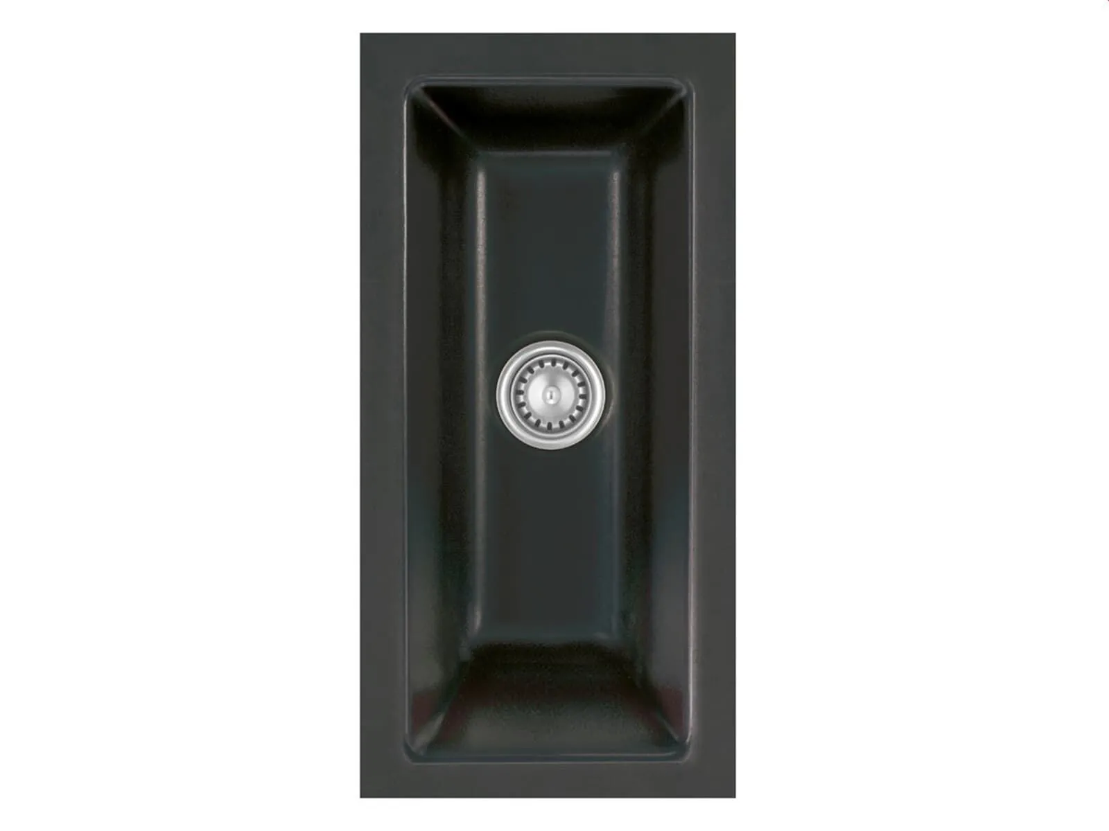 Systemceram Mera 16 U Nero, zlewozmywak ceramiczny, korek manualny