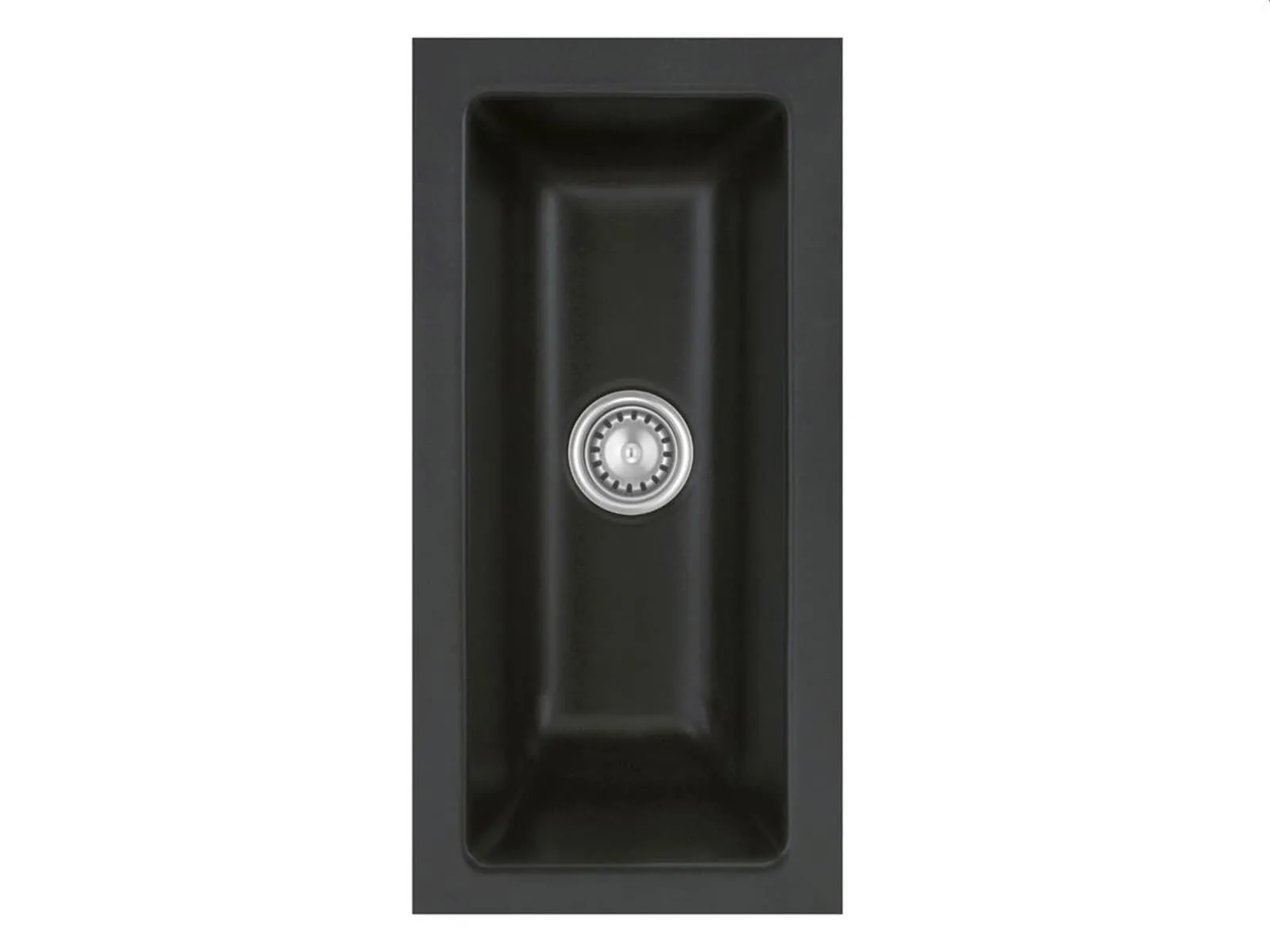 Systemceram Mera 16 U Nigra, zlewozmywak ceramiczny, korek manualny