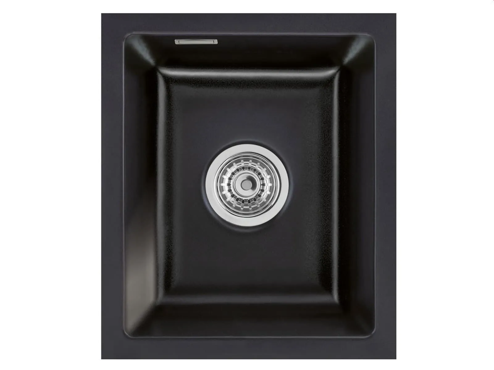 Systemceram Mera 32 U Nero, zlewozmywak ceramiczny, korek manualny