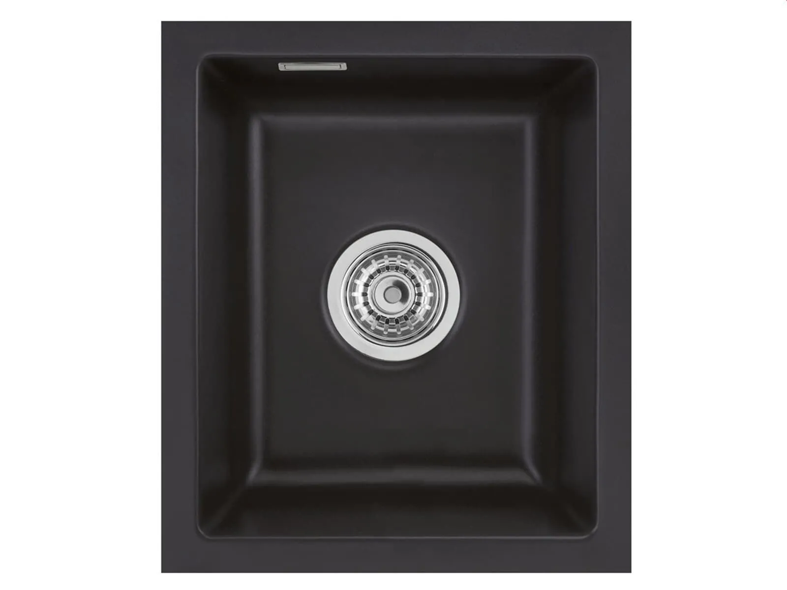 Systemceram Mera 32 U Nigra, zlewozmywak ceramiczny, korek manualny