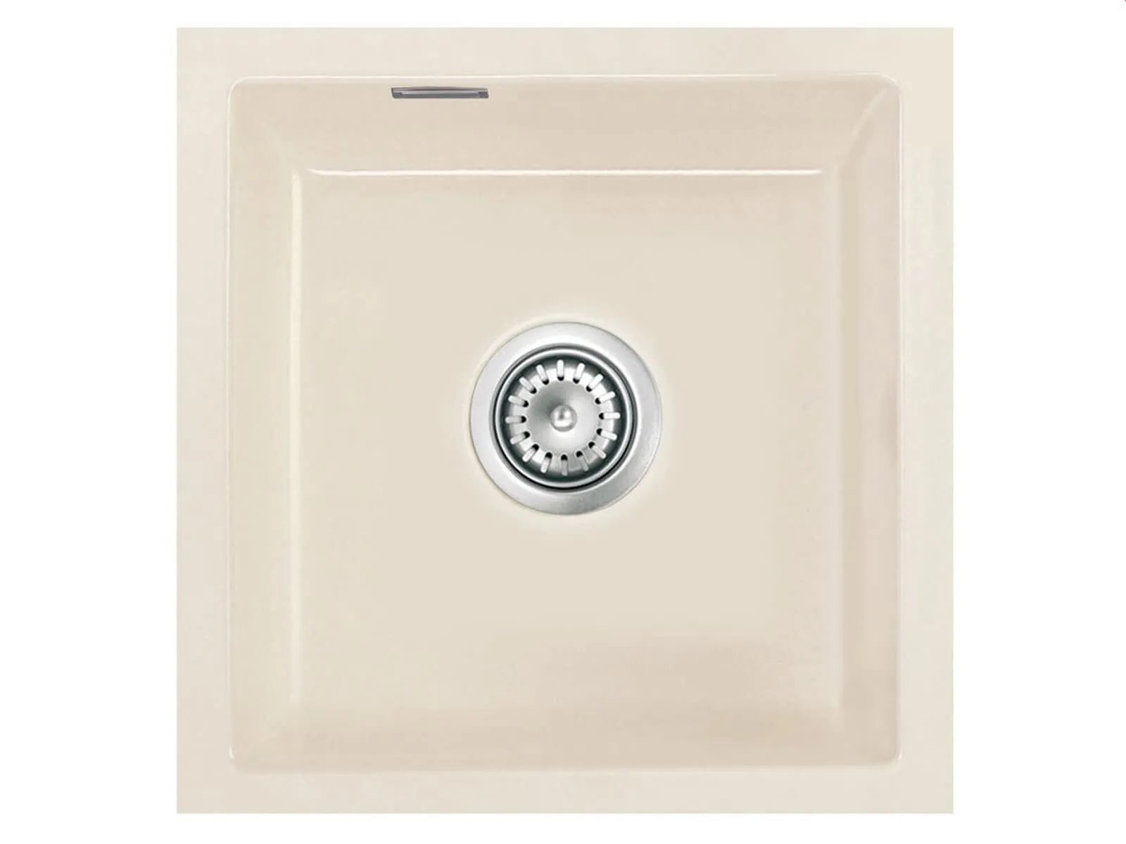 Systemceram Mera 40 U Magnolia, zlewozmywak ceramiczny, korek manualny