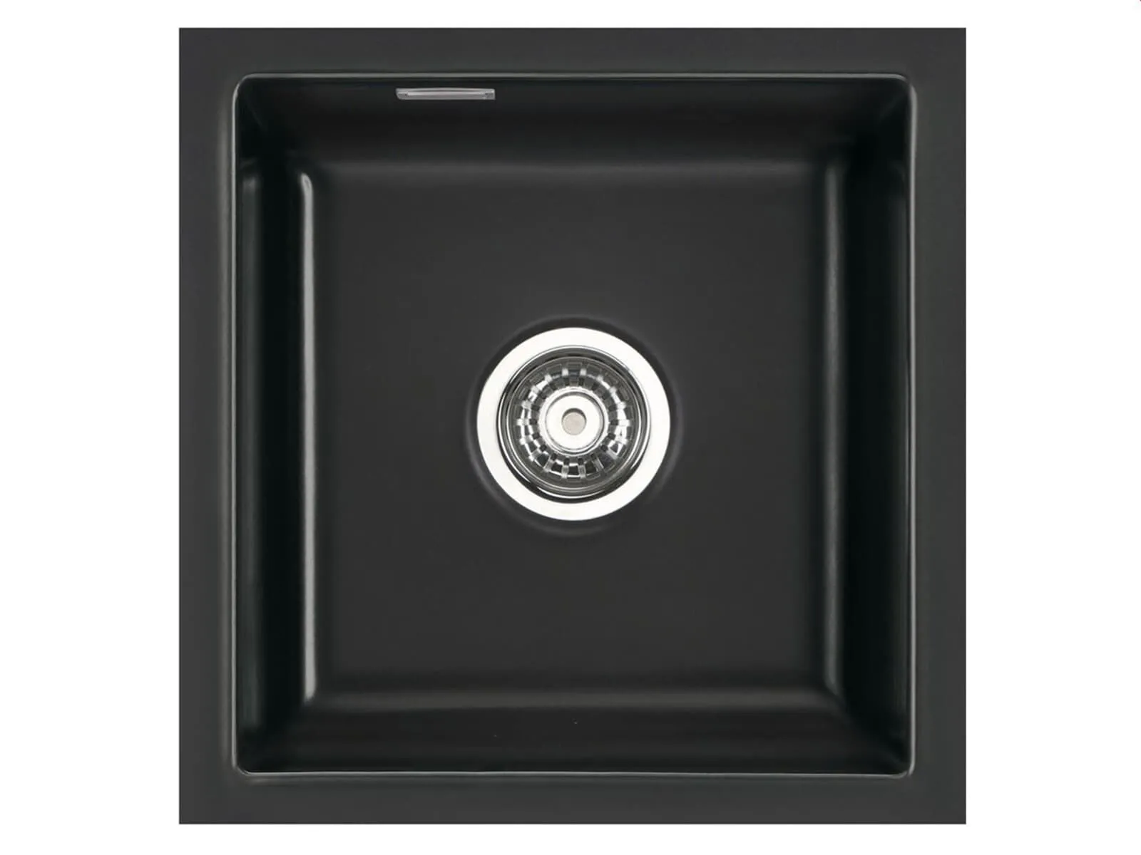 Systemceram Mera 40 U Nero, zlewozmywak ceramiczny, korek manualny
