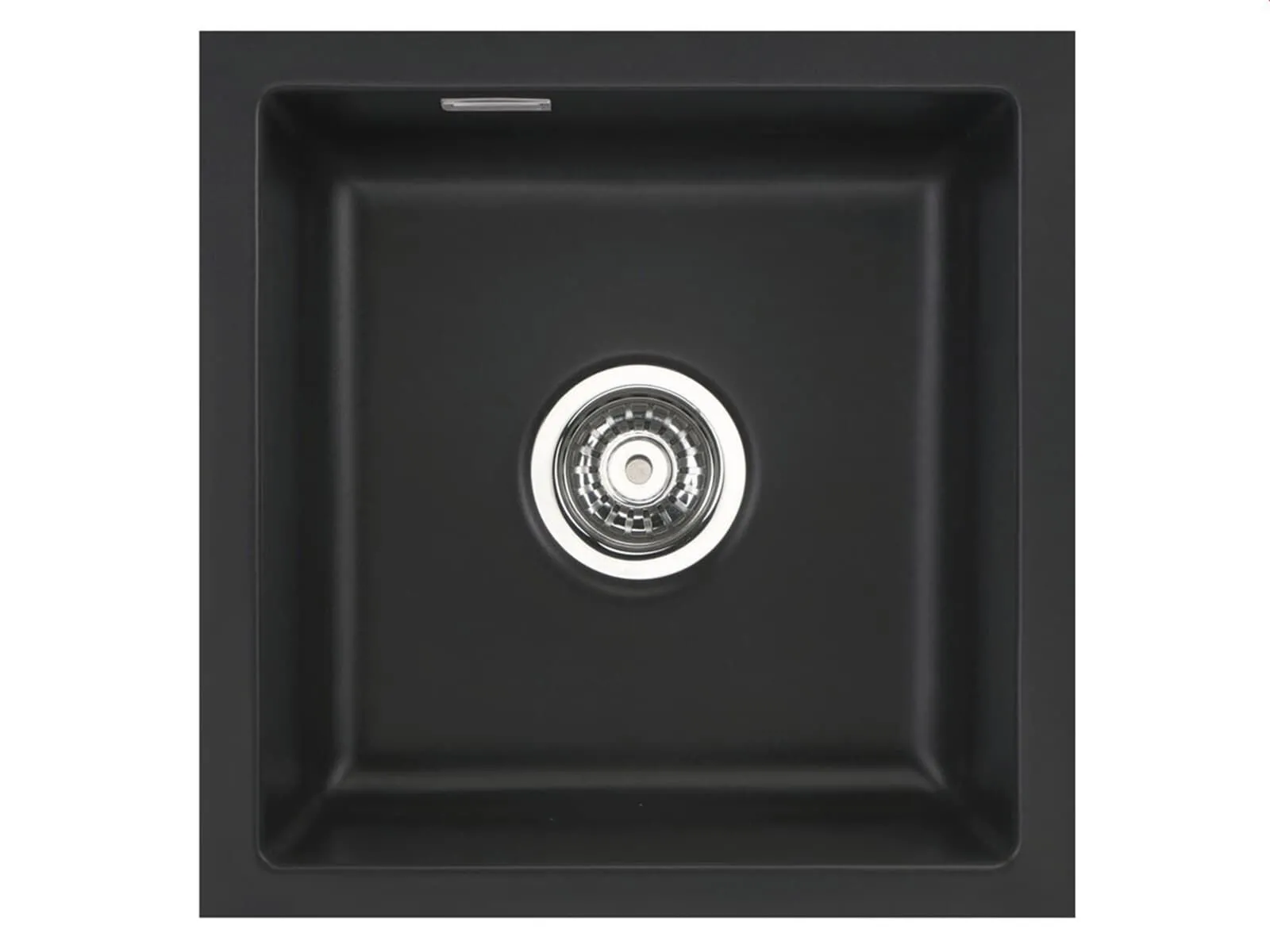Systemceram Mera 40 U Nigra, zlewozmywak ceramiczny, korek manualny