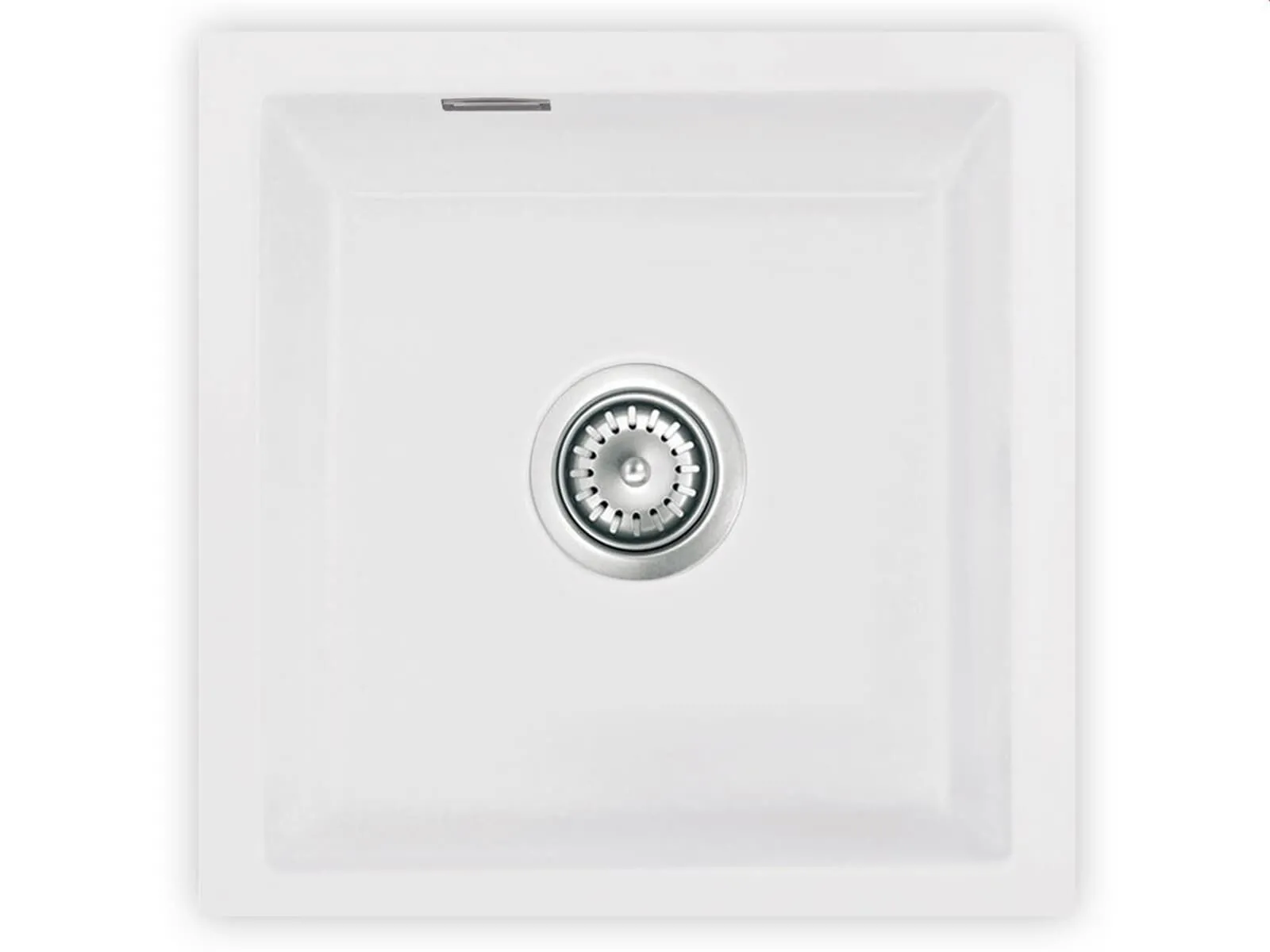 Systemceram Mera 40 U Polar, zlewozmywak ceramiczny, korek manualny