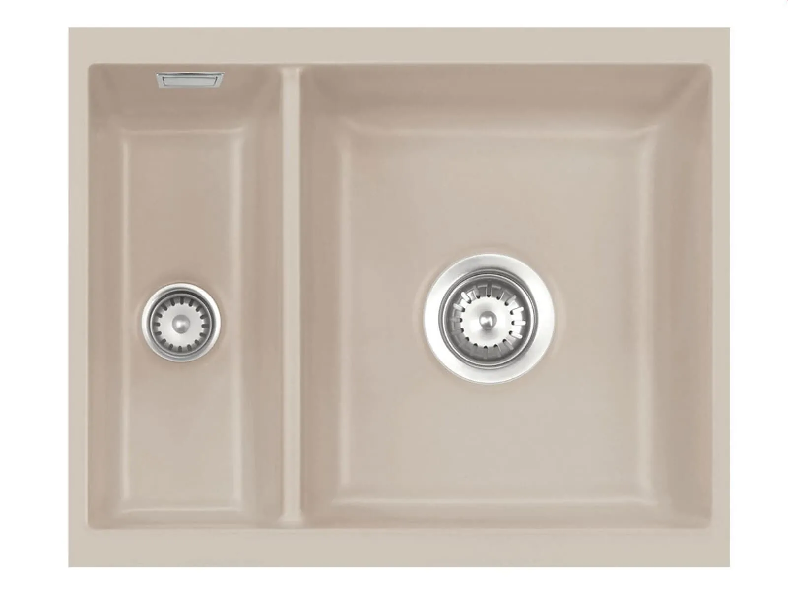 Systemceram Mera 60 U Fango, zlewozmywak ceramiczny, korek manualny