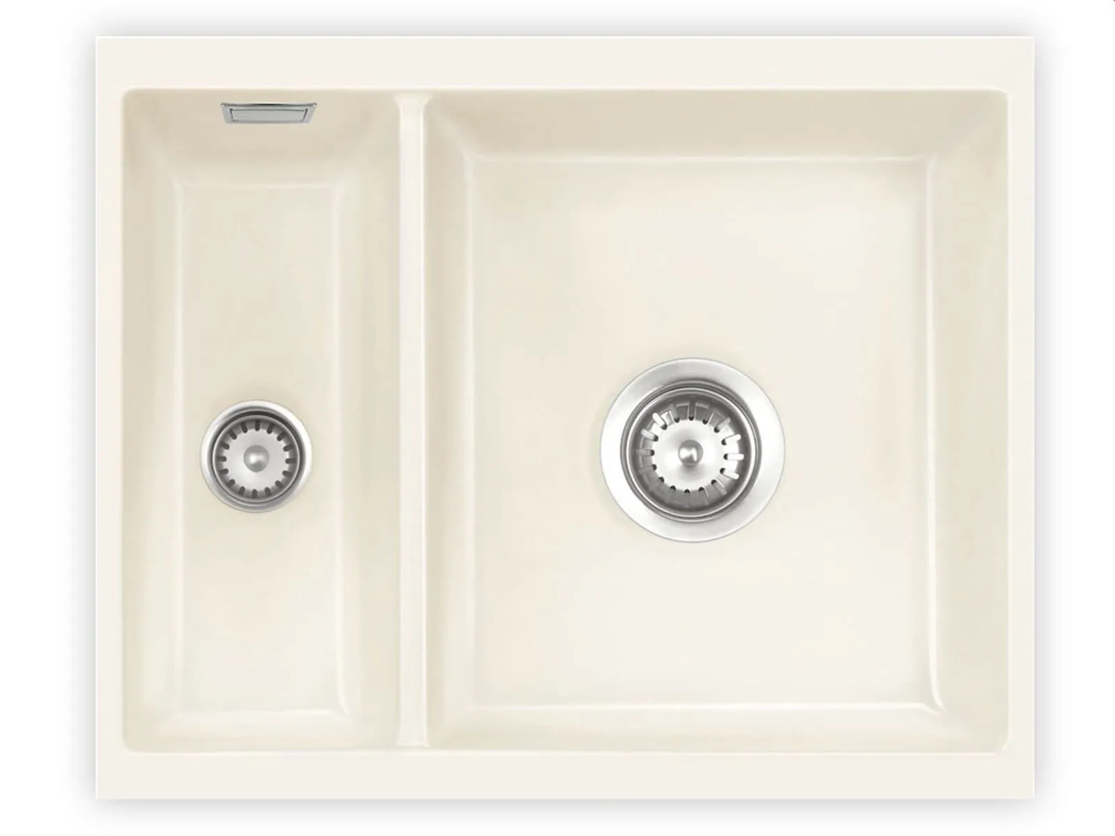 Systemceram Mera 60 U Magnolia, zlewozmywak ceramiczny, korek manualny