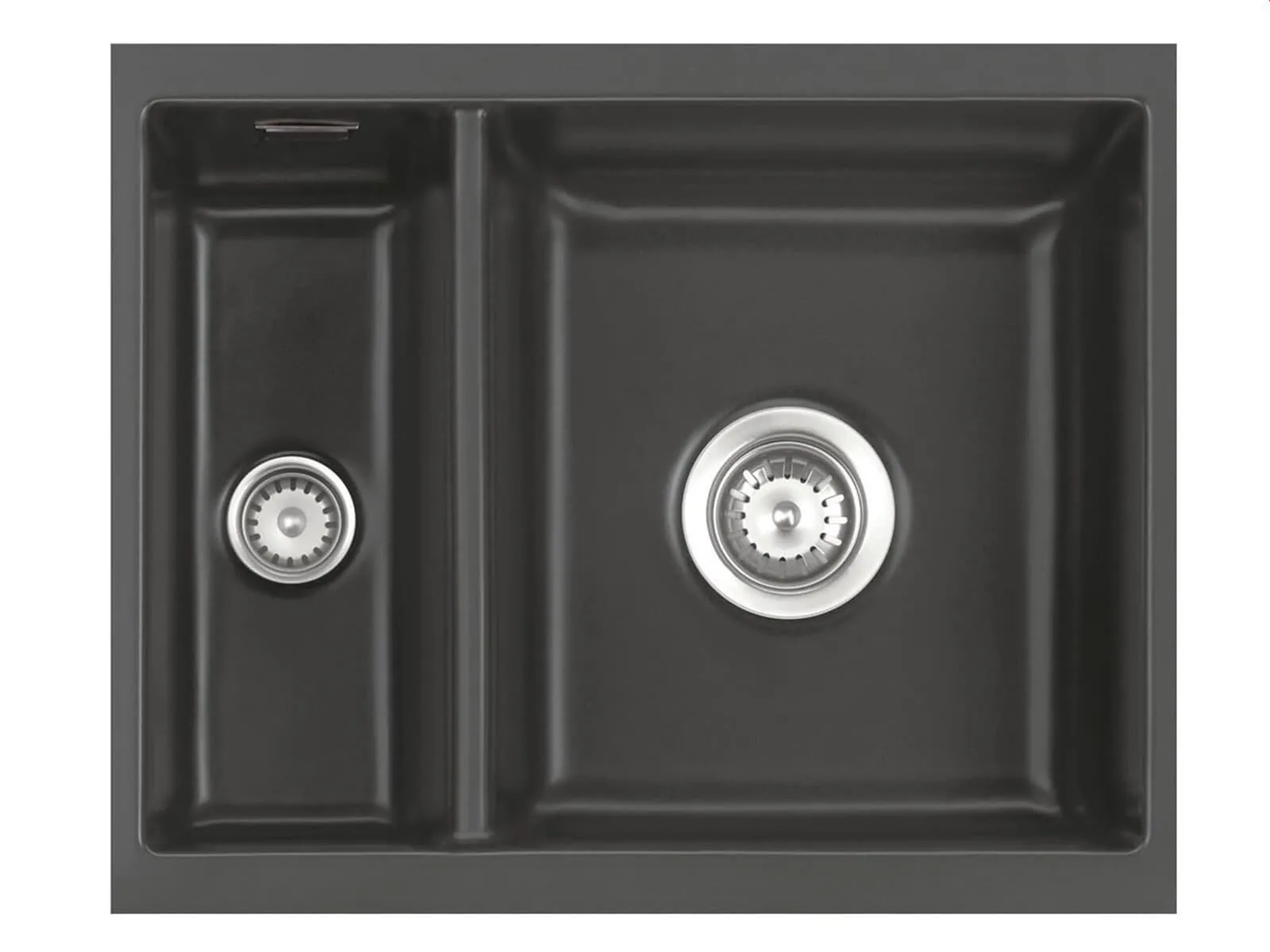 Systemceram Mera 60 U Schiefer, zlewozmywak ceramiczny, korek manualny