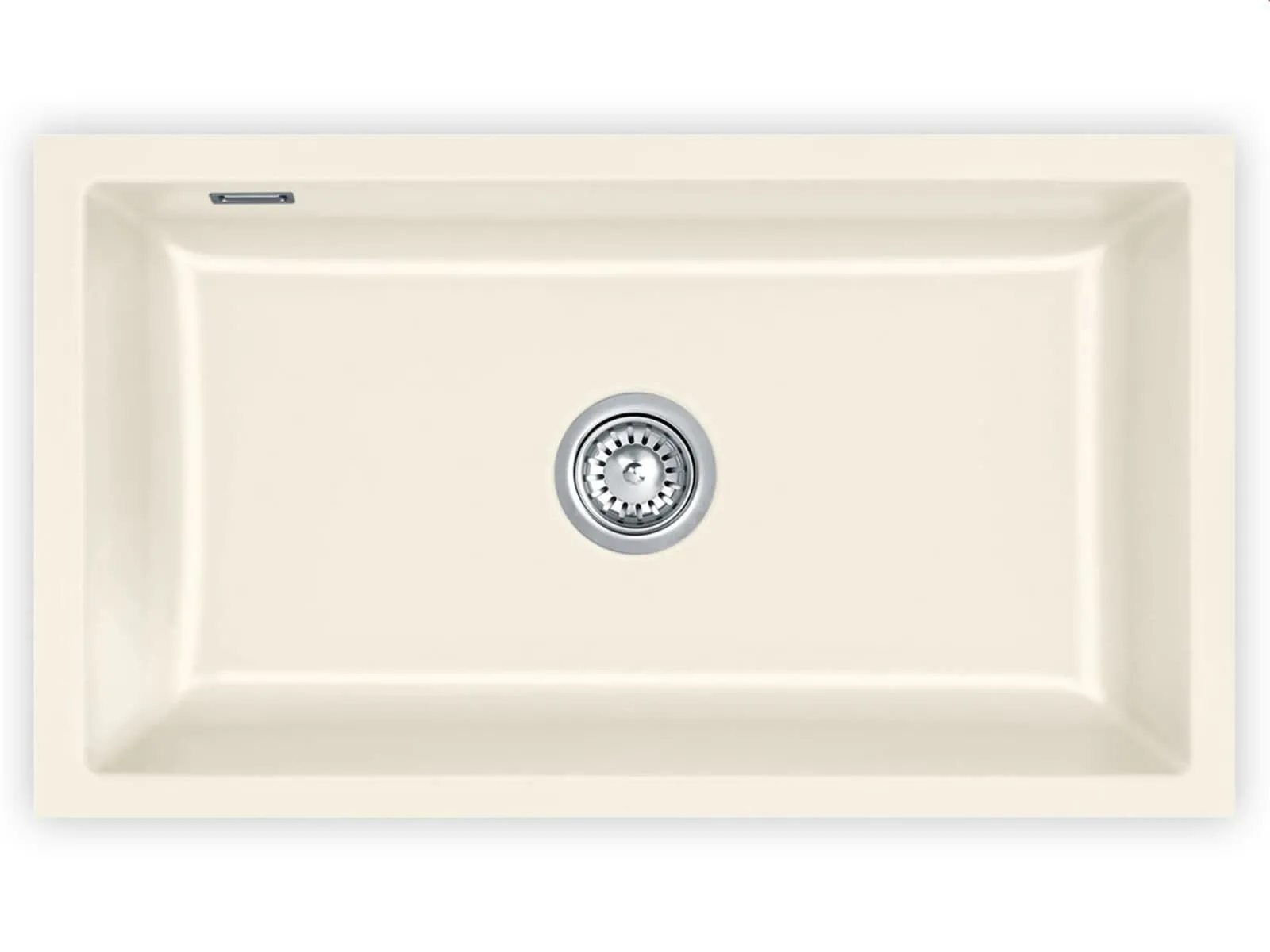 Systemceram Mera 80 U Magnolia, zlewozmywak ceramiczny, korek manualny