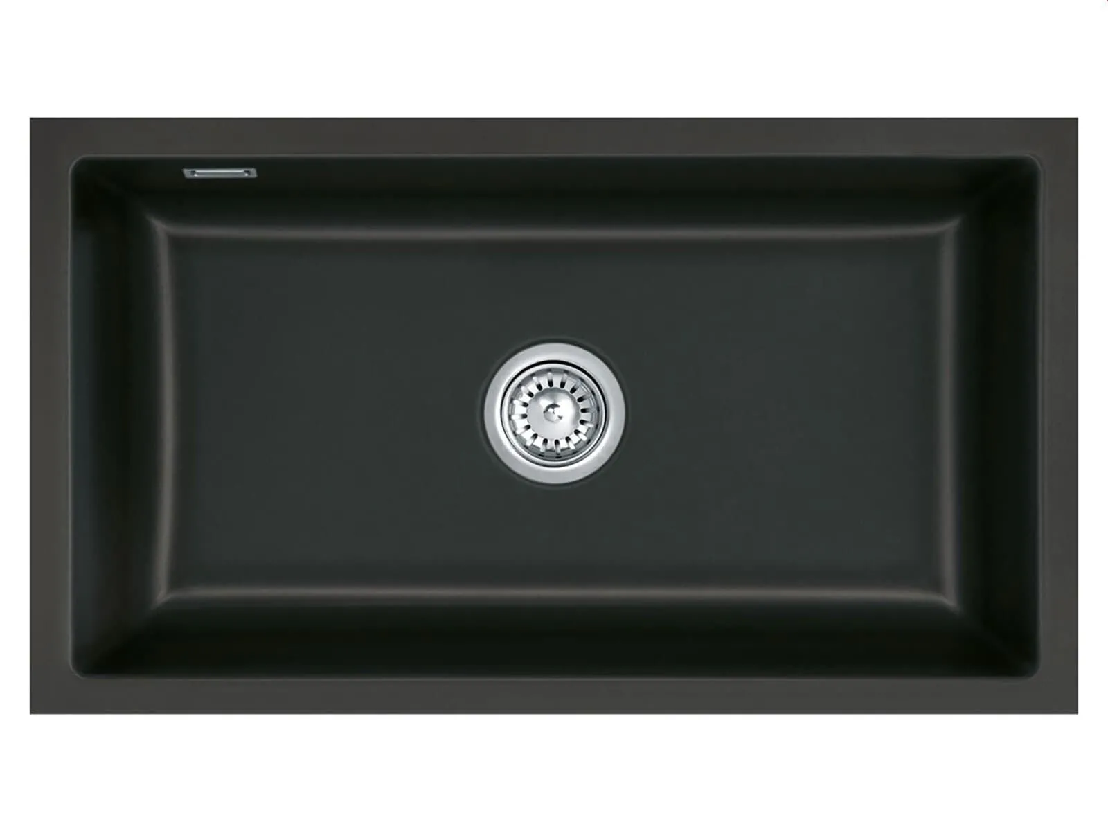Systemceram Mera 80 U Nigra, zlewozmywak ceramiczny, korek manualny