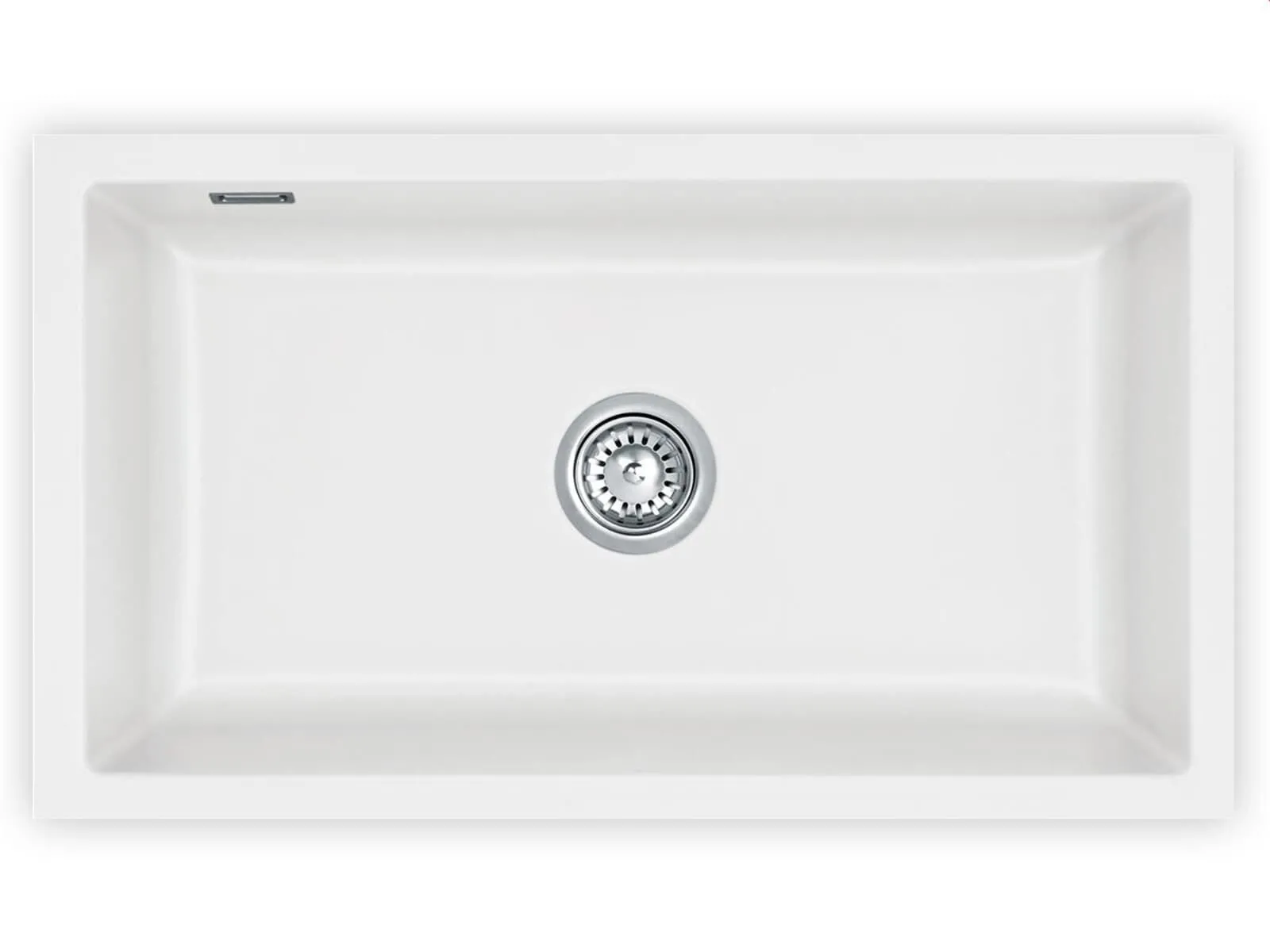 Systemceram Mera 80 U Polar, zlewozmywak ceramiczny, korek manualny