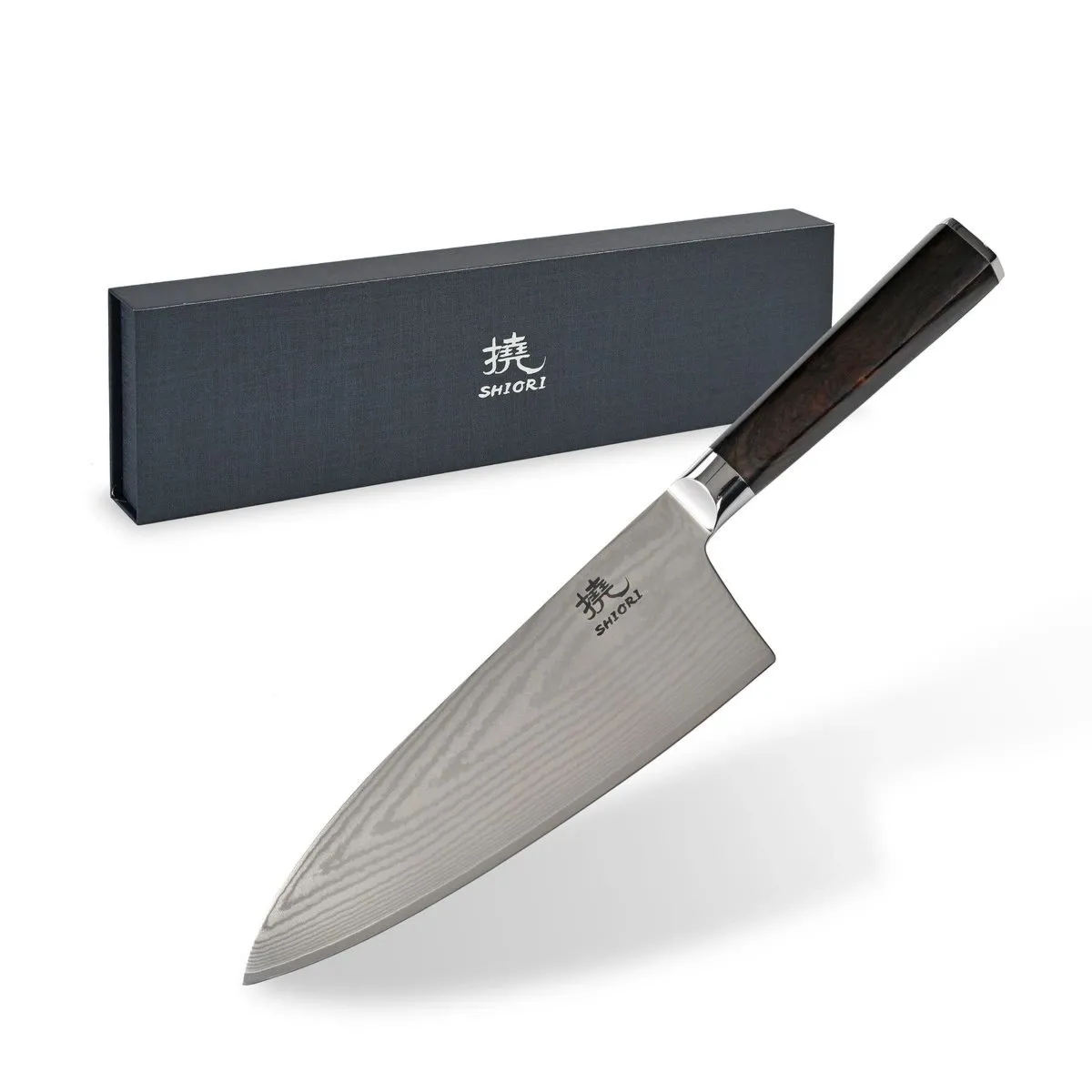 Klasyczny nóż szefa kuchni Shiori 撓 Kuro Sifu - wielowarstwowa stal damasceńska