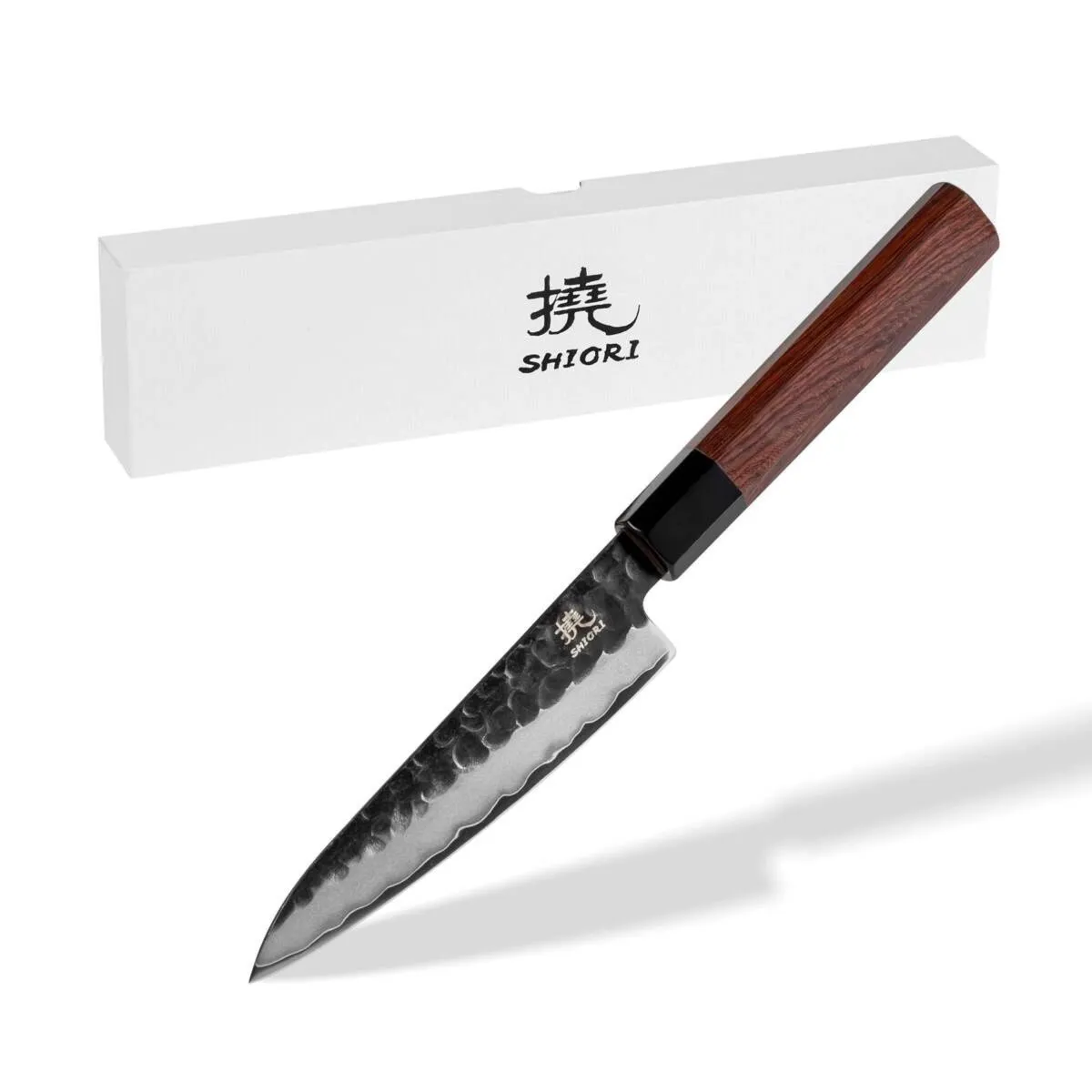 Nóż do krojenia małych i średnich produktów Shiori 撓 Kuro Murō wielowarstwowa stal damasceńska