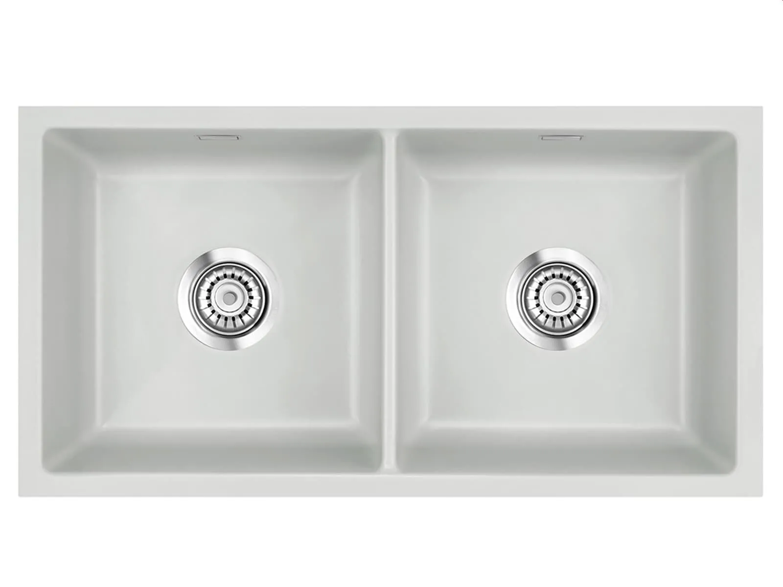 Systemceram Mera Twin U Alu, zlewozmywak ceramiczny, korek manualny