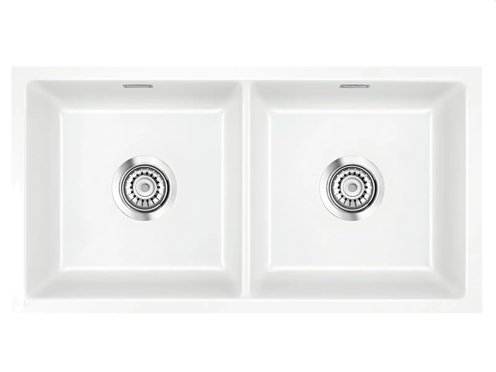 Systemceram Mera Twin U Gronland, zlewozmywak ceramiczny, korek manualny