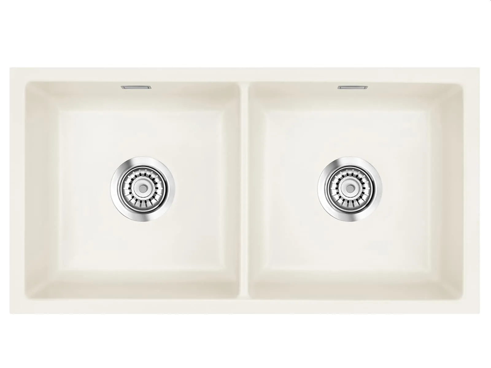 Systemceram Mera Twin U Jasmin, zlewozmywak ceramiczny, korek manualny