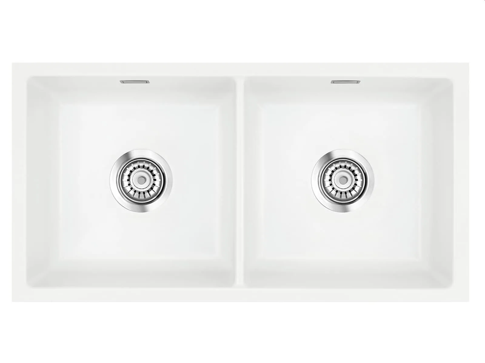 Systemceram Mera Twin U Polar, zlewozmywak ceramiczny, korek manualny