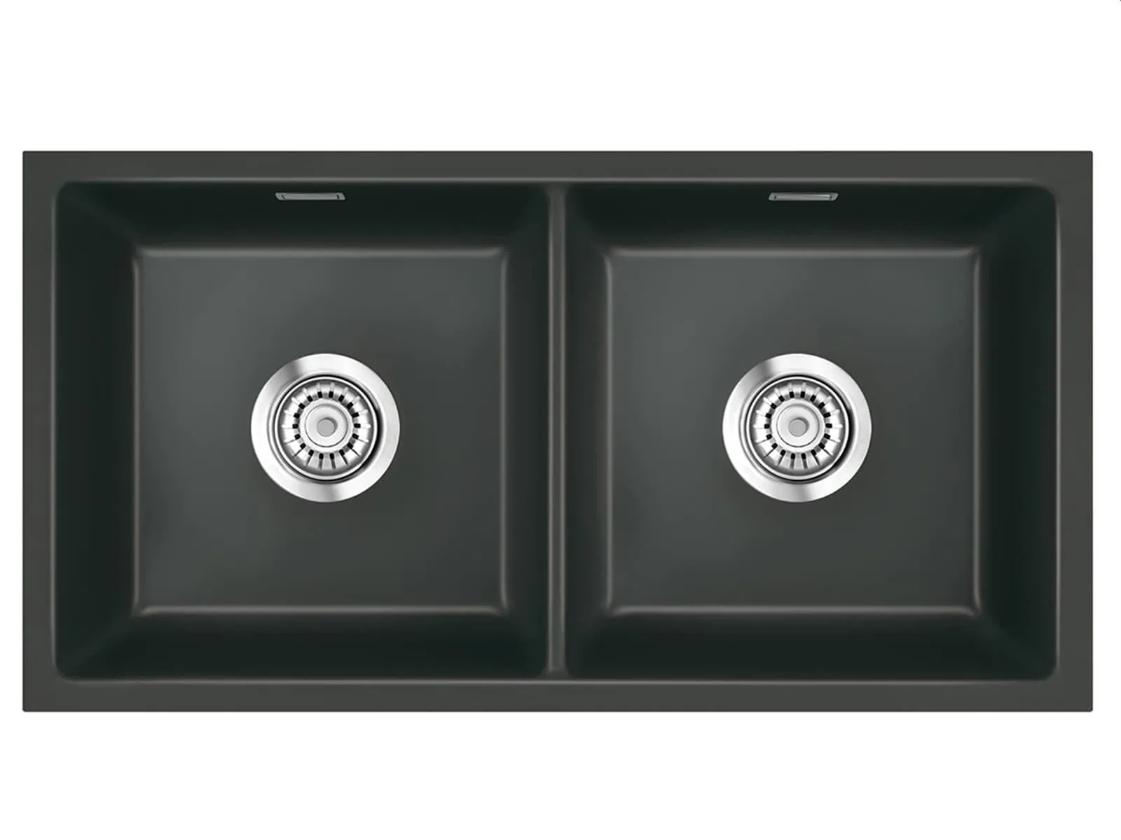 Systemceram Mera Twin U Schiefer, zlewozmywak ceramiczny, korek manualny