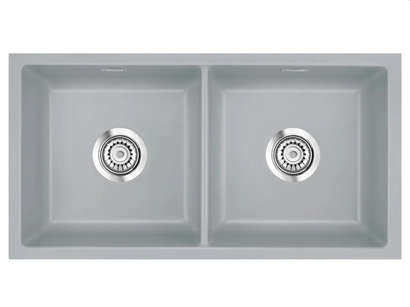 Systemceram Mera Twin U Titan, zlewozmywak ceramiczny, korek manualny