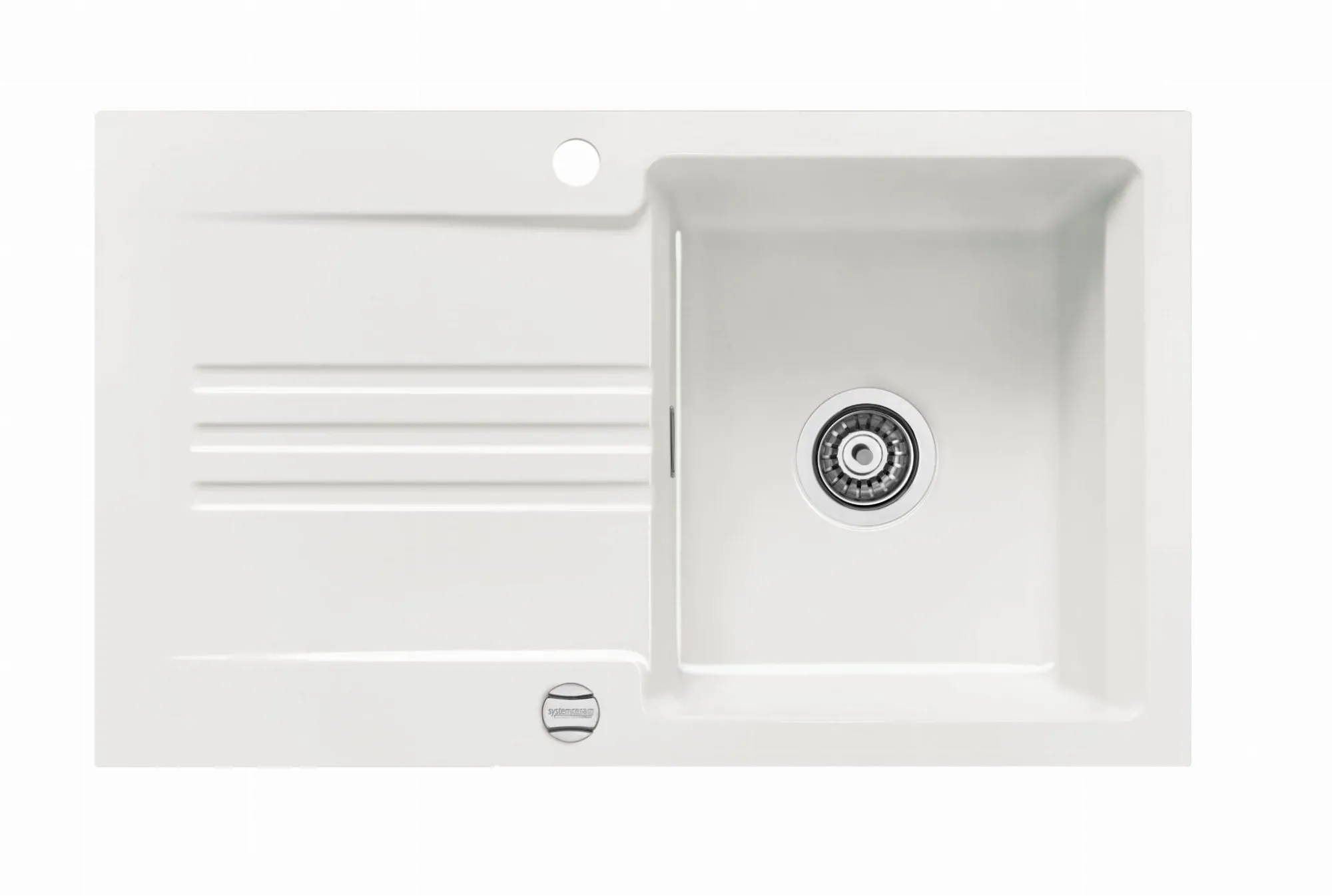 Systemceram Kara 85 Gronland, zlewozmywak ceramiczny, korek manualny