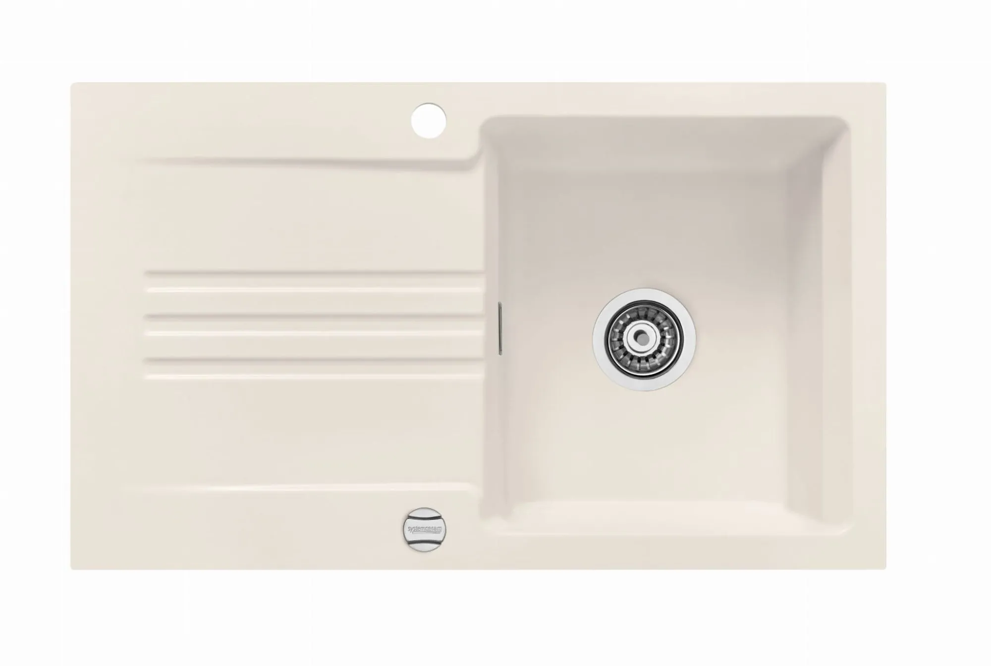Systemceram Kara 85 Jasmin, zlewozmywak ceramiczny, korek manualny
