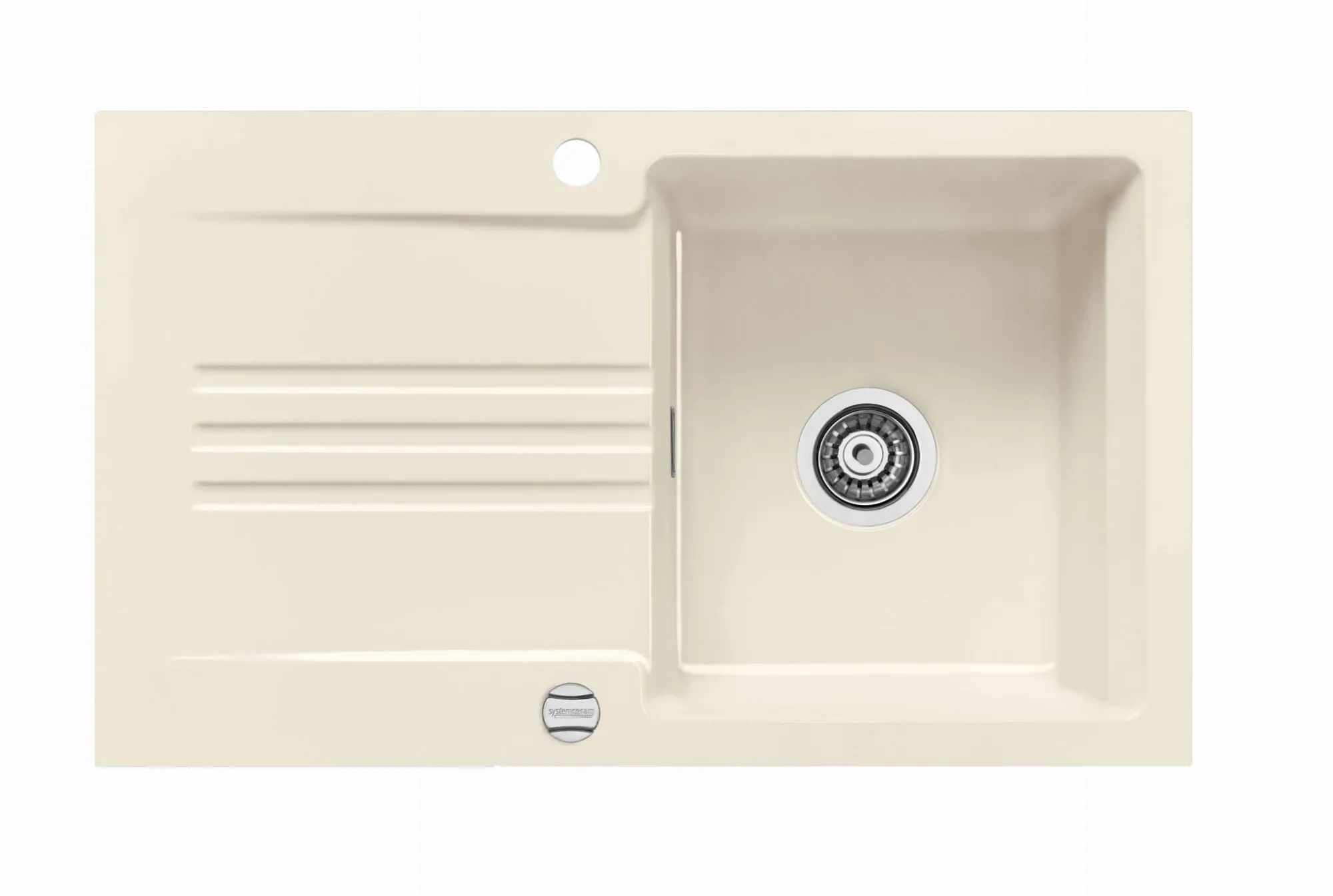 Systemceram Kara 85 Magnolia, zlewozmywak ceramiczny, korek manualny