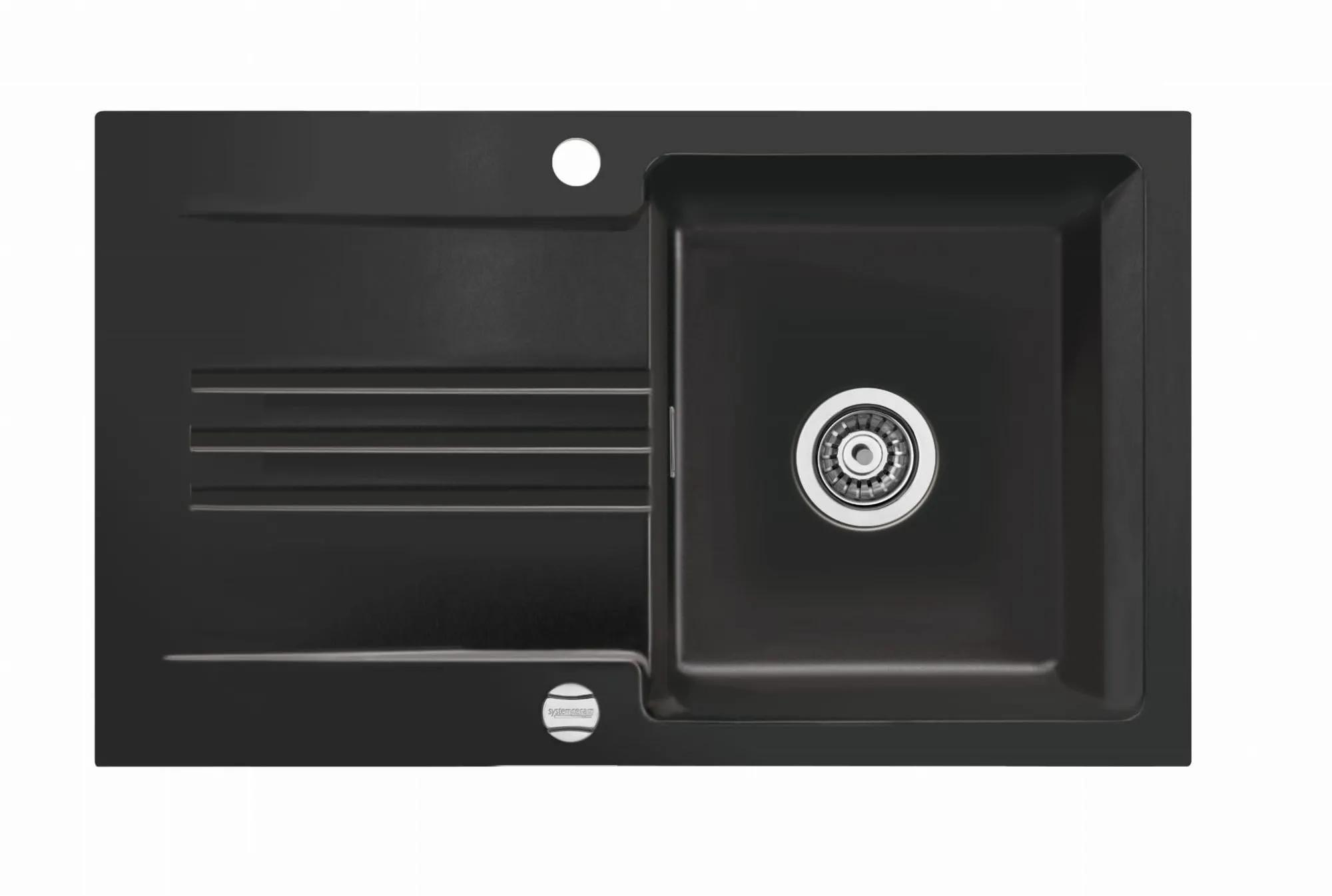 Systemceram Kara 85 Nero, zlewozmywak ceramiczny, korek manualny