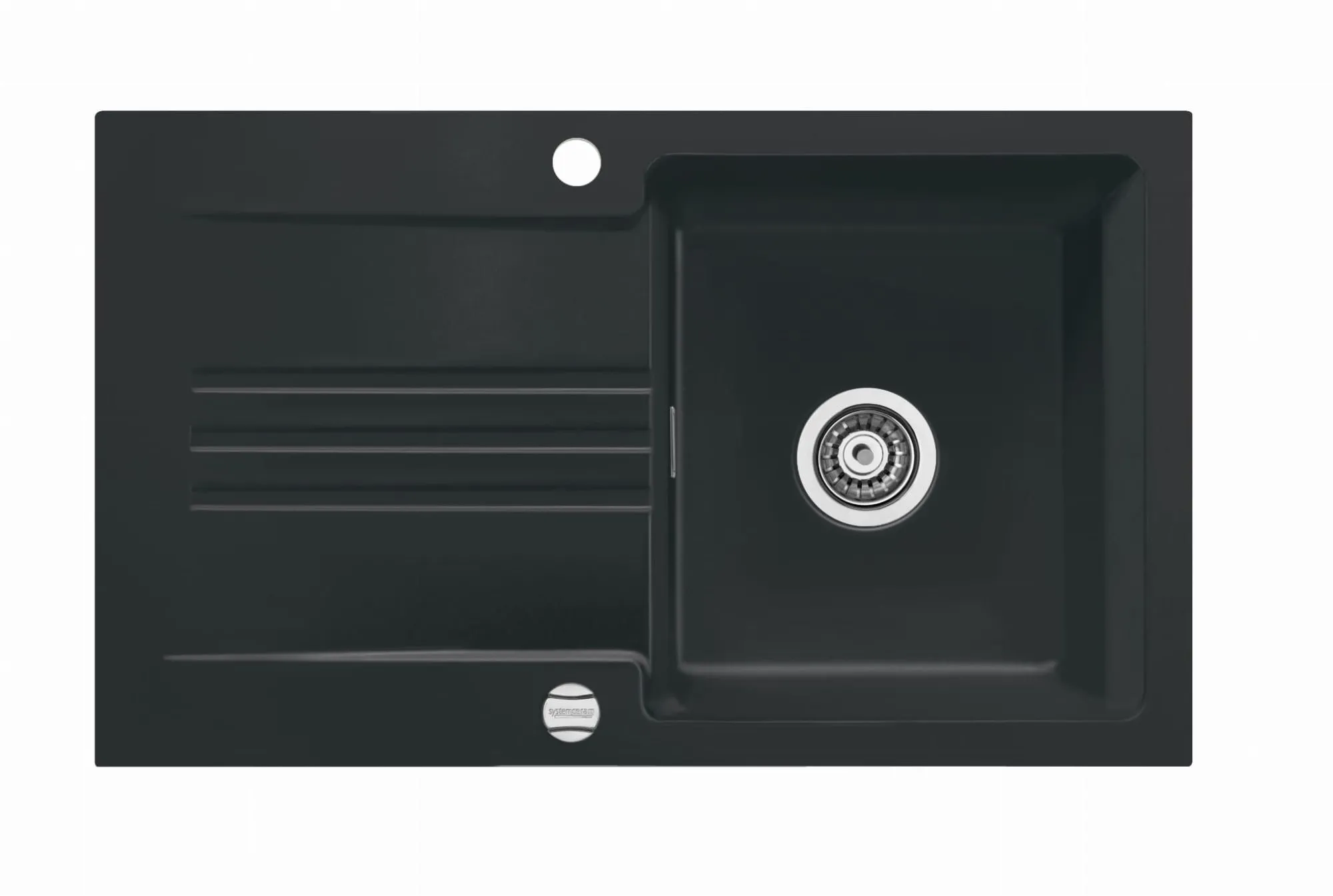 Systemceram Kara 85 Nigra, zlewozmywak ceramiczny, korek manualny