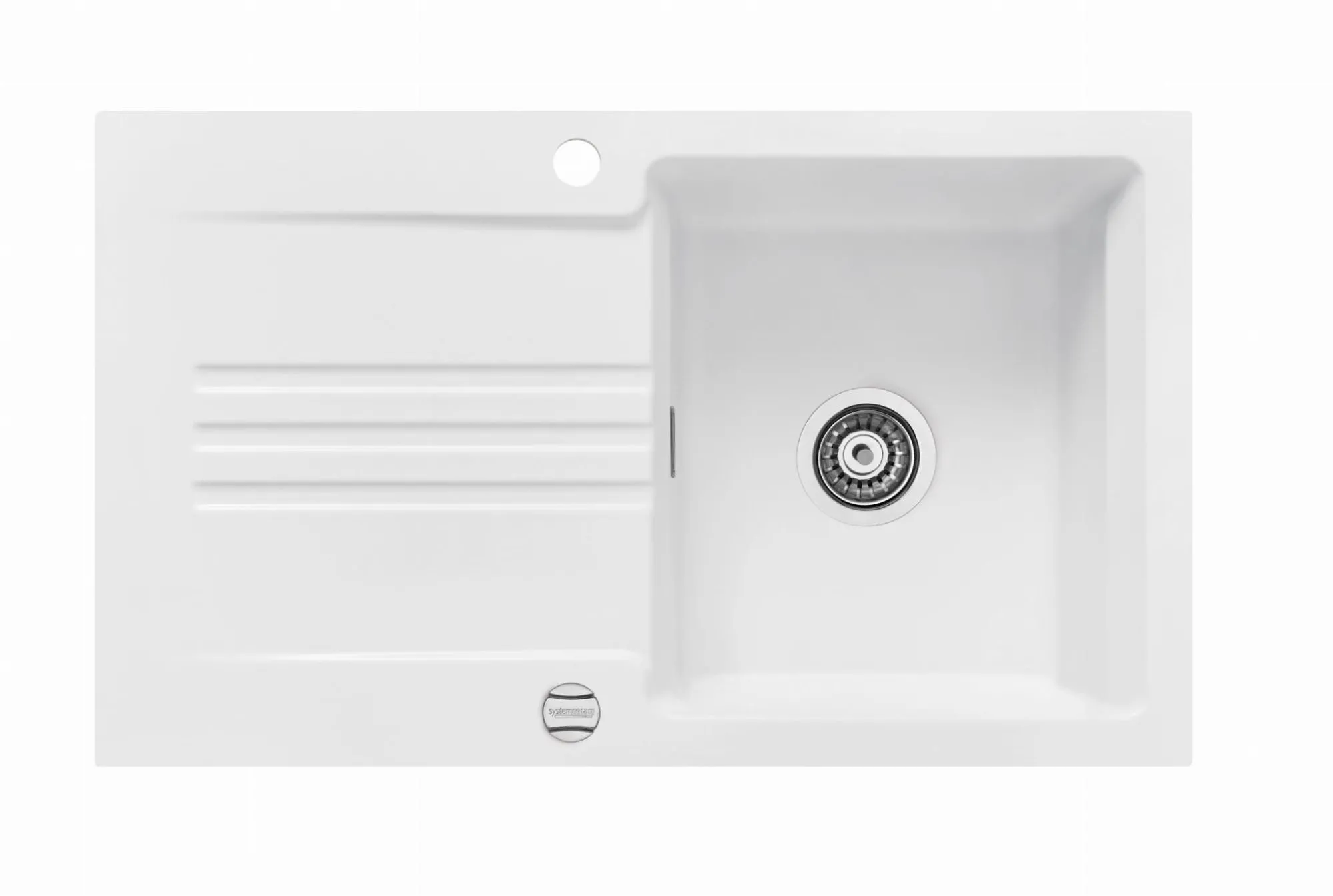 Systemceram Kara 85 Polar, zlewozmywak ceramiczny, korek manualny