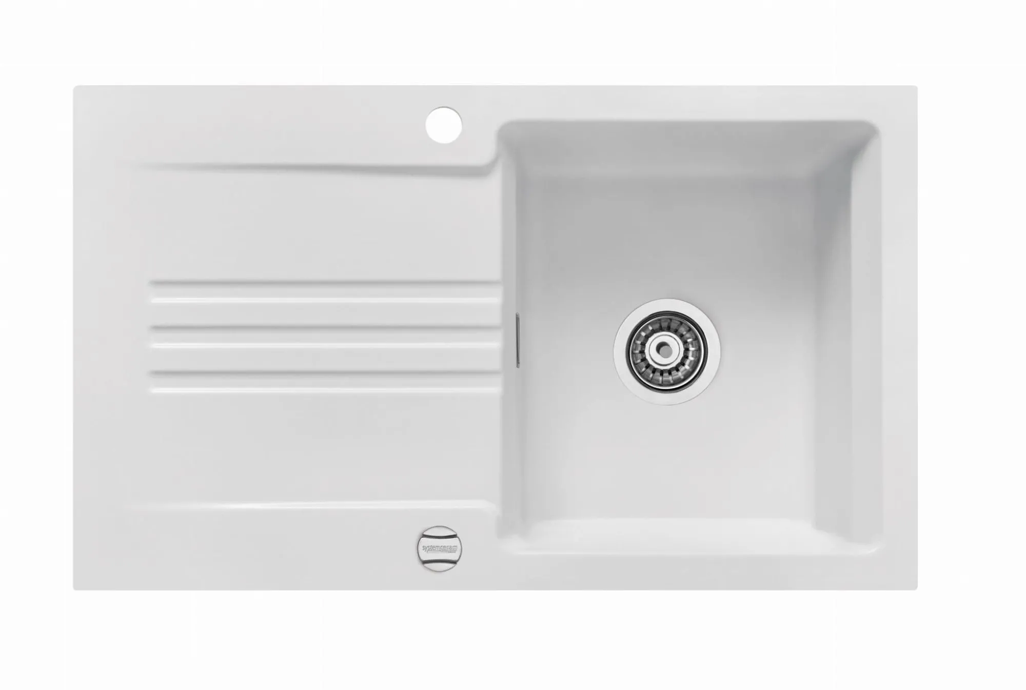Systemceram Kara 85 Satin, zlewozmywak ceramiczny, korek manualny
