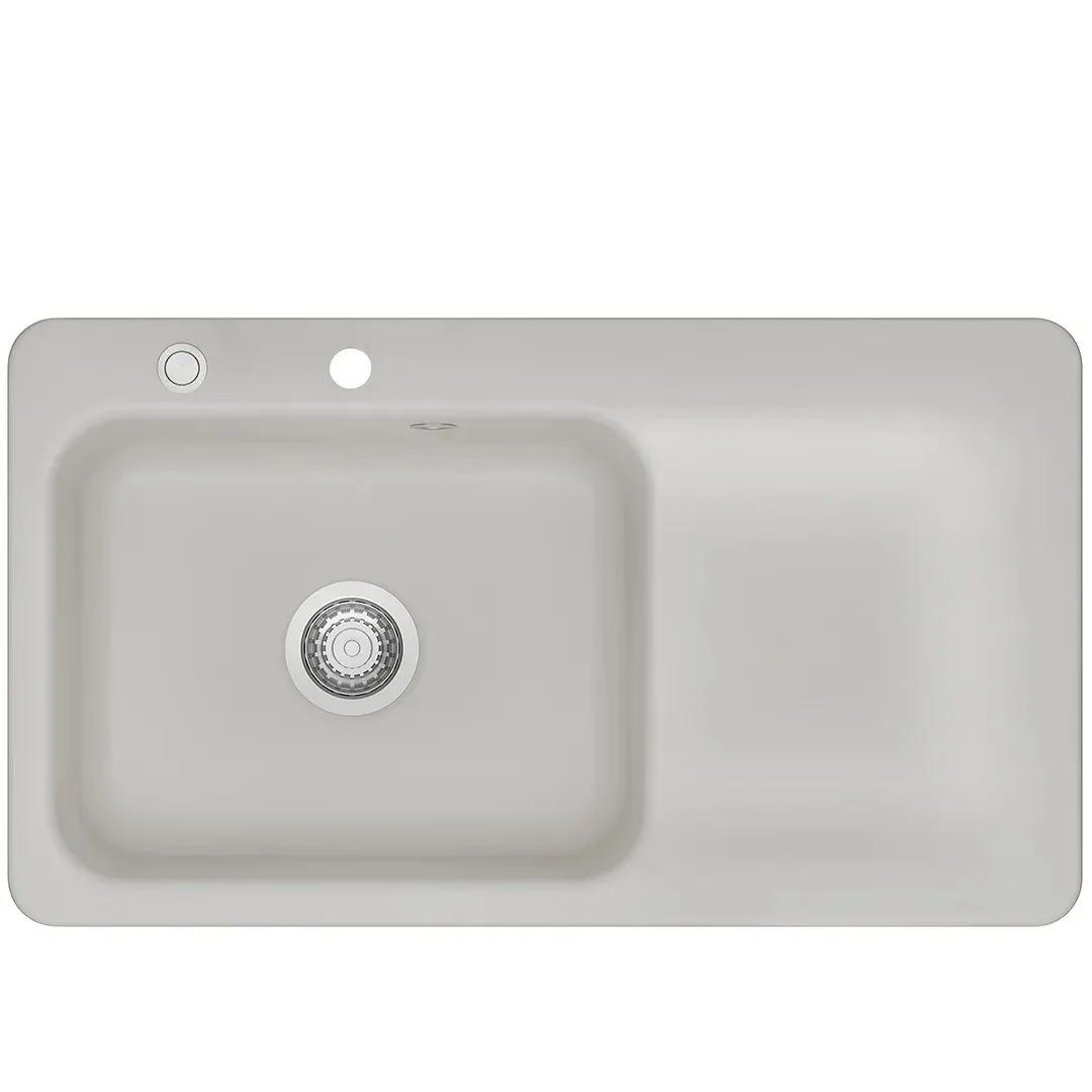 Systemceram Juna 90 Alu, zlewozmywak ceramiczny, korek manualny