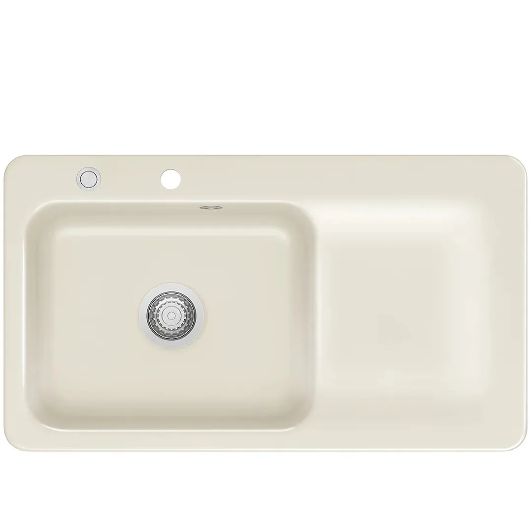 Systemceram Juna 90 Magnolia, zlewozmywak ceramiczny, korek manualny