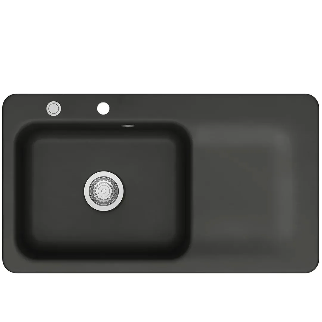 Systemceram Juna 90 Nigra, zlewozmywak ceramiczny, korek manualny