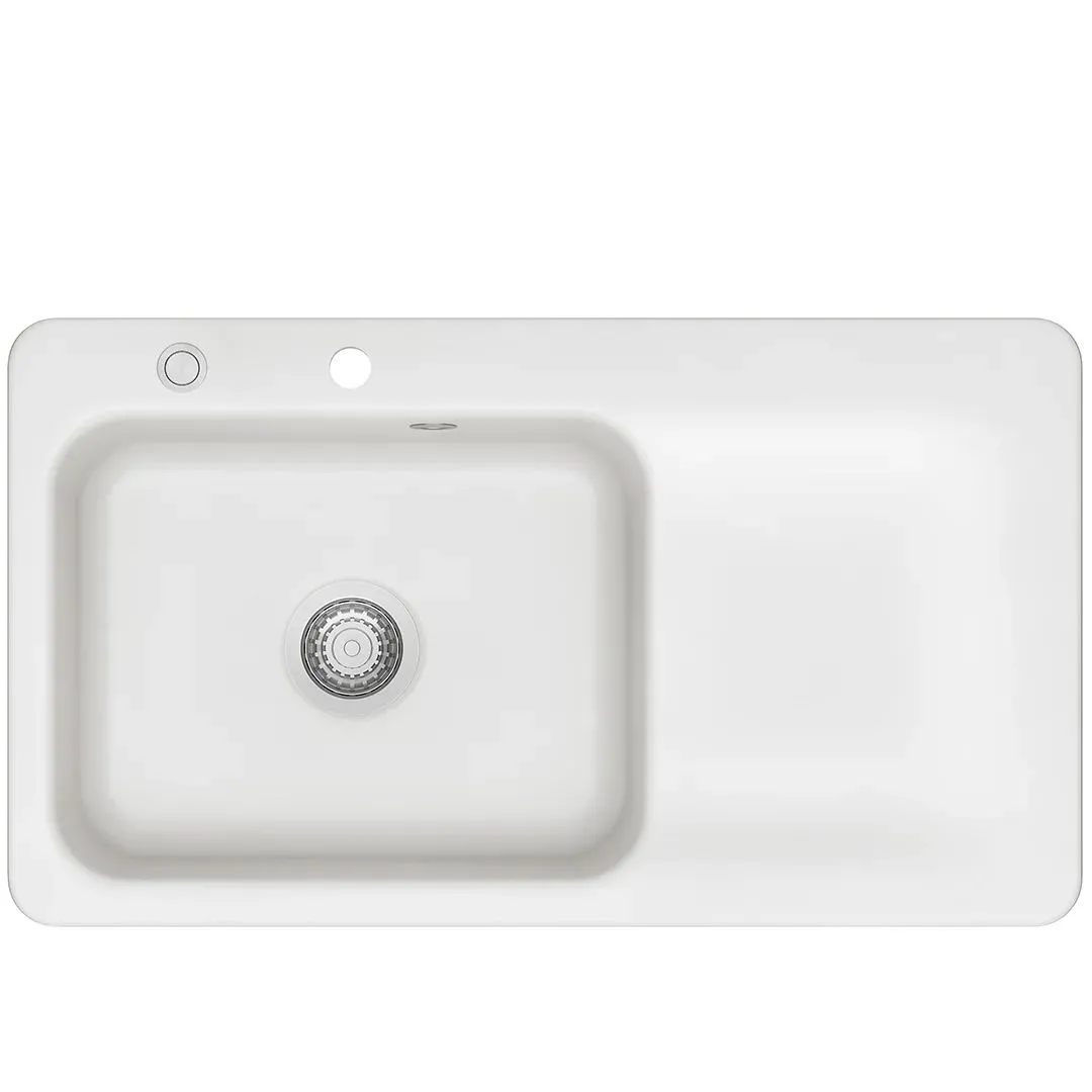 Systemceram Juna 90 Polar, zlewozmywak ceramiczny, korek manualny