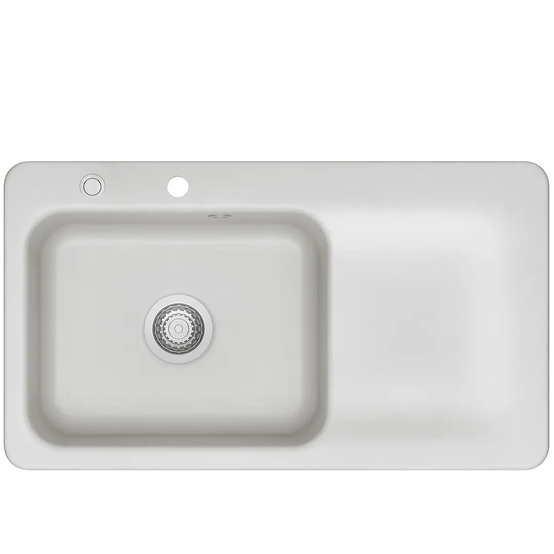 Systemceram Juna 90 Satin, zlewozmywak ceramiczny, korek manualny