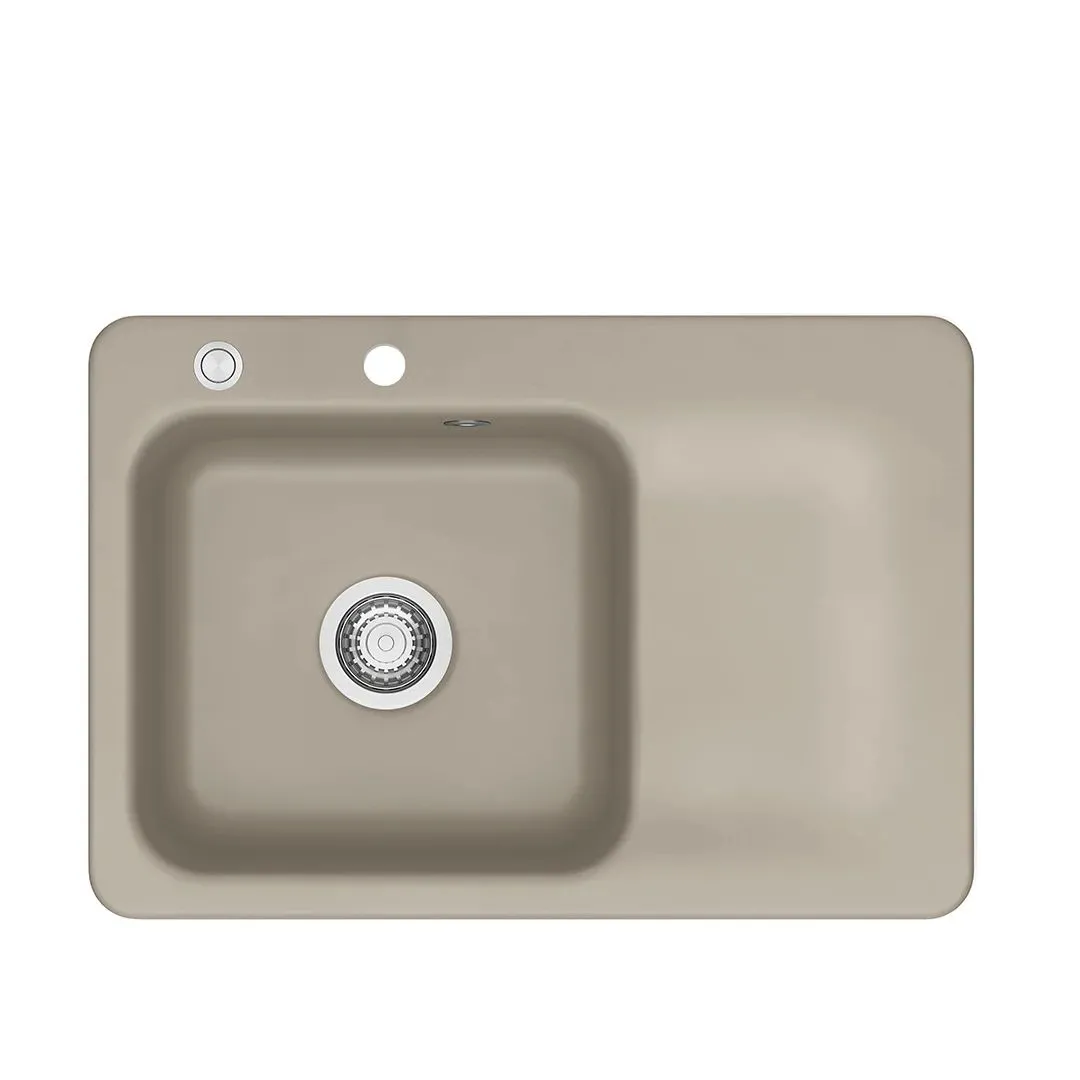 Systemceram Juna 75 Fango, zlewozmywak ceramiczny, korek manualny