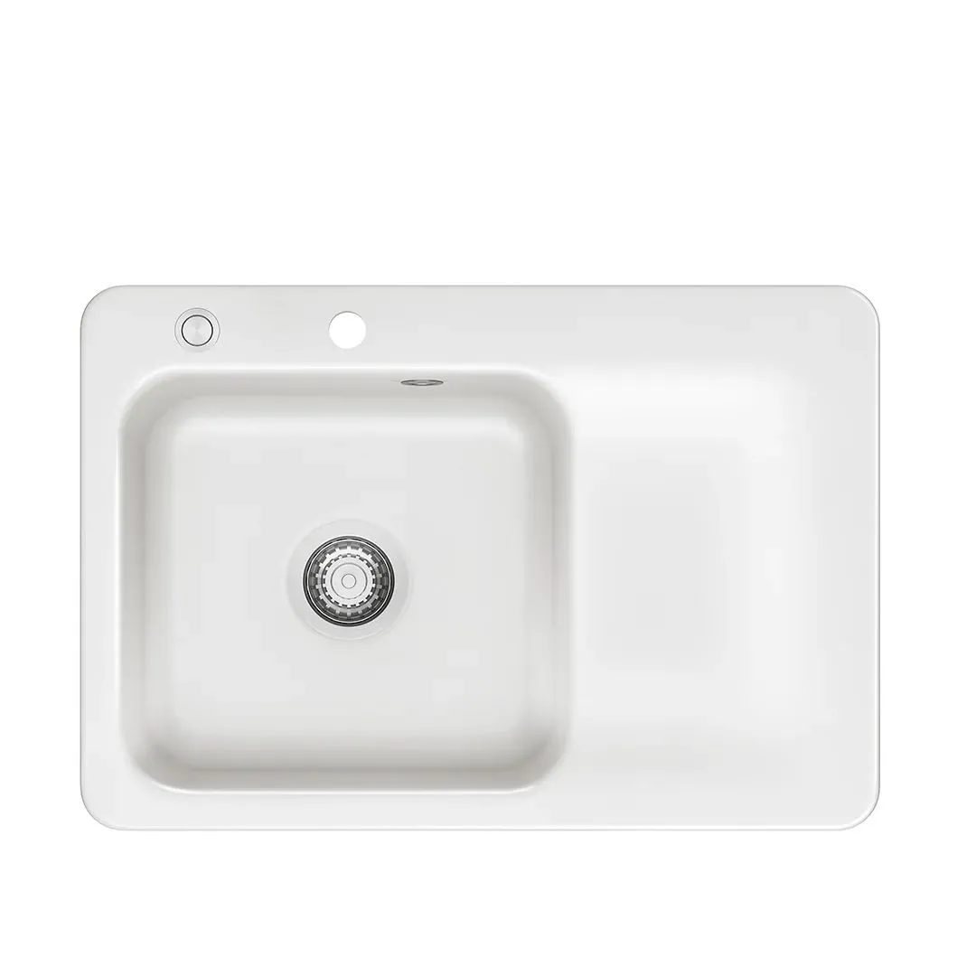 Systemceram Juna 75 Gronland, zlewozmywak ceramiczny, korek manualny