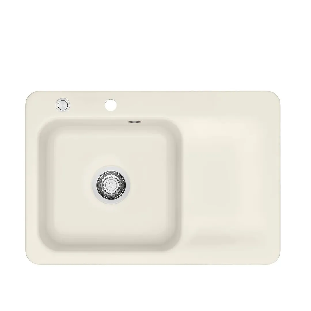 Systemceram Juna 75 Jasmin, zlewozmywak ceramiczny, korek manualny