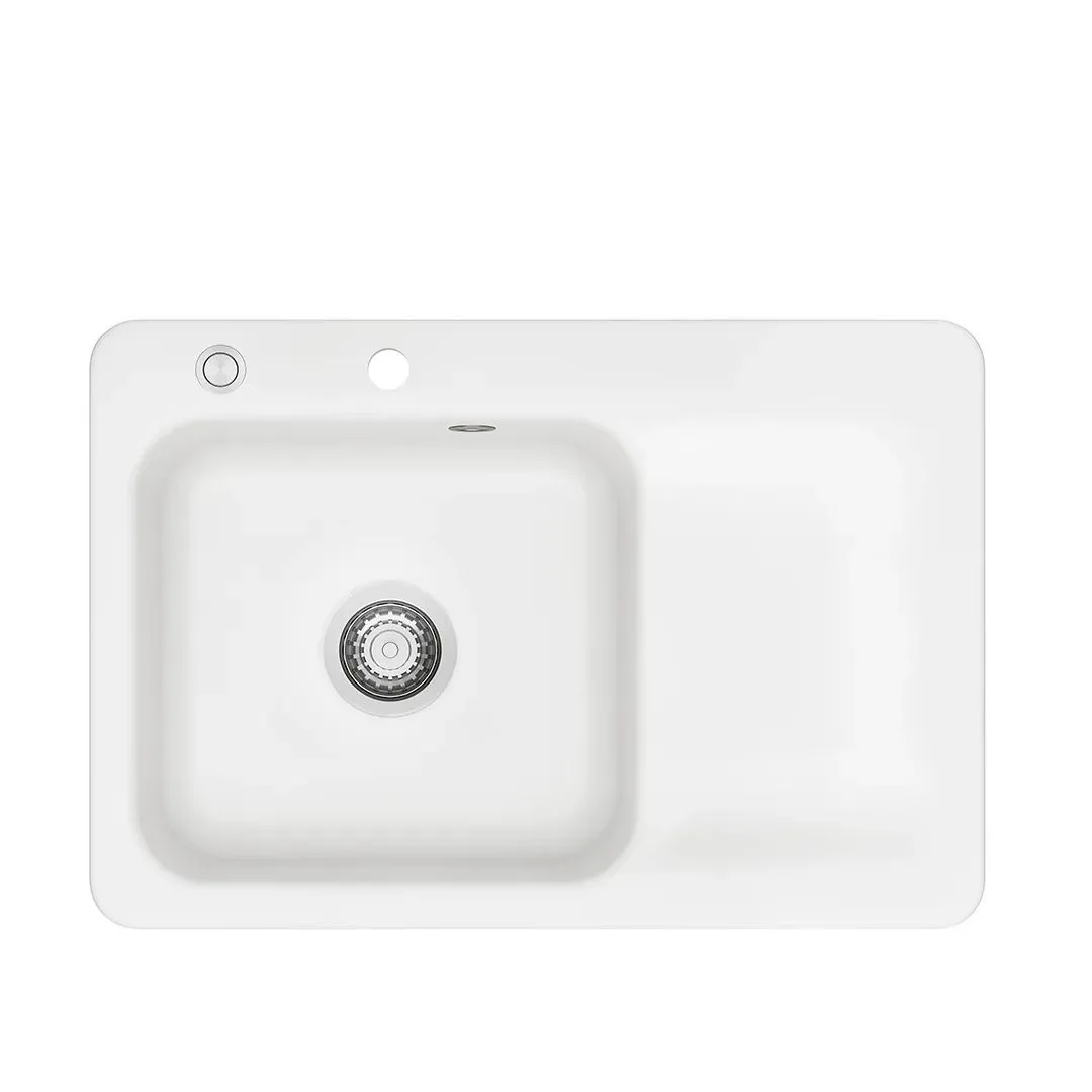 Systemceram Juna 75 Polar, zlewozmywak ceramiczny, korek manualny