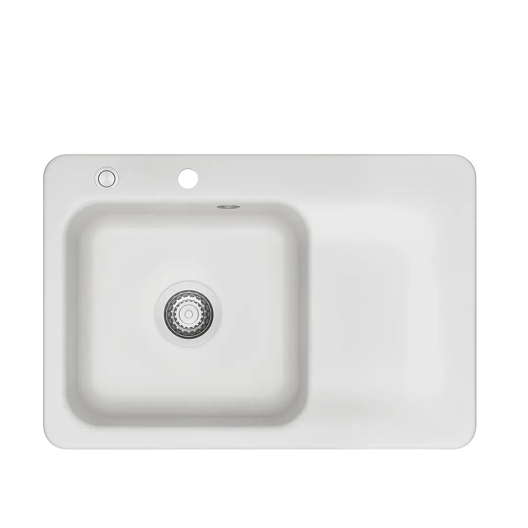 Systemceram Juna 75 Satin, zlewozmywak ceramiczny, korek manualny