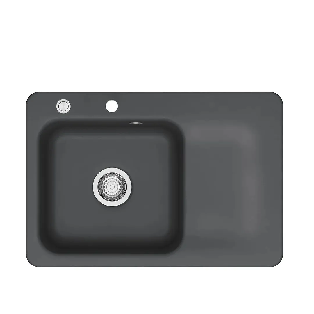 Systemceram Juna 75 Schiefer, zlewozmywak ceramiczny, korek manualny