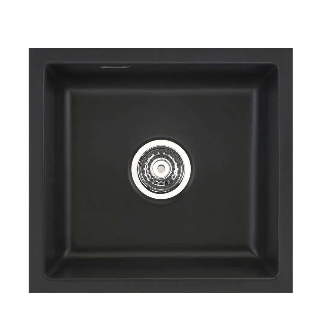 Systemceram Mera 42 U Nigra, zlewozmywak ceramiczny, korek manualny