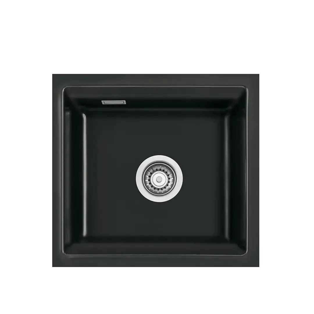 Systemceram Kara 42 U Nero, zlewozmywak ceramiczny, korek manualny