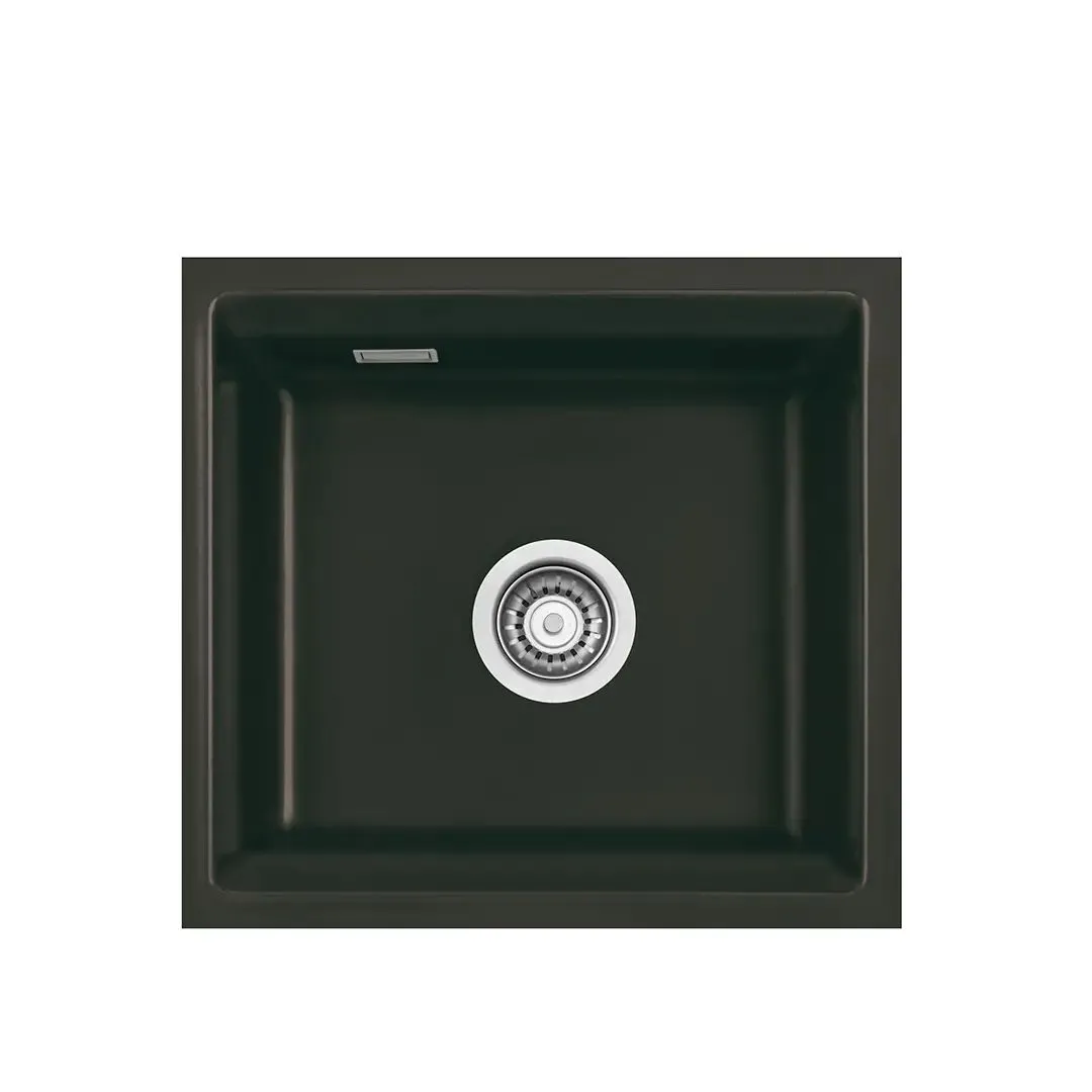 Systemceram Kara 42 U Nigra, zlewozmywak ceramiczny, korek manualny