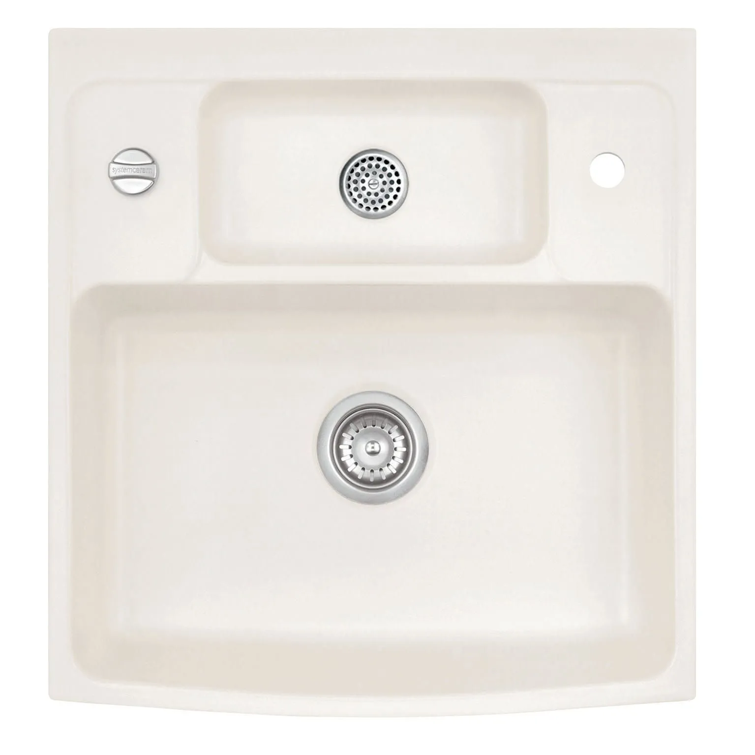 Systemceram Centra 60 Jasmin, zlewozmywak ceramiczny, korek automatyczny